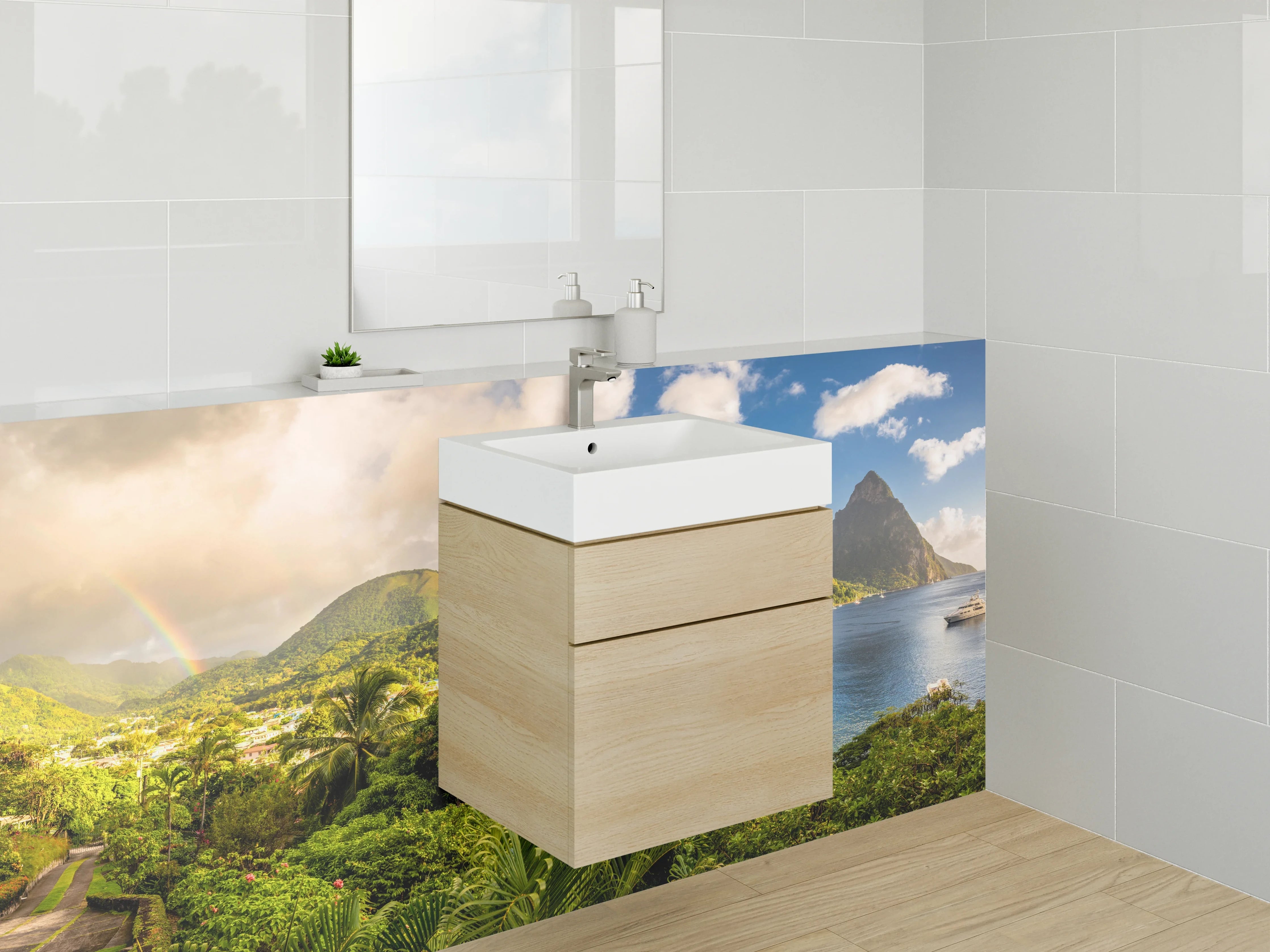 Waschbecken-Rückwand - Tropisches Panorama am kristallklaren Meer