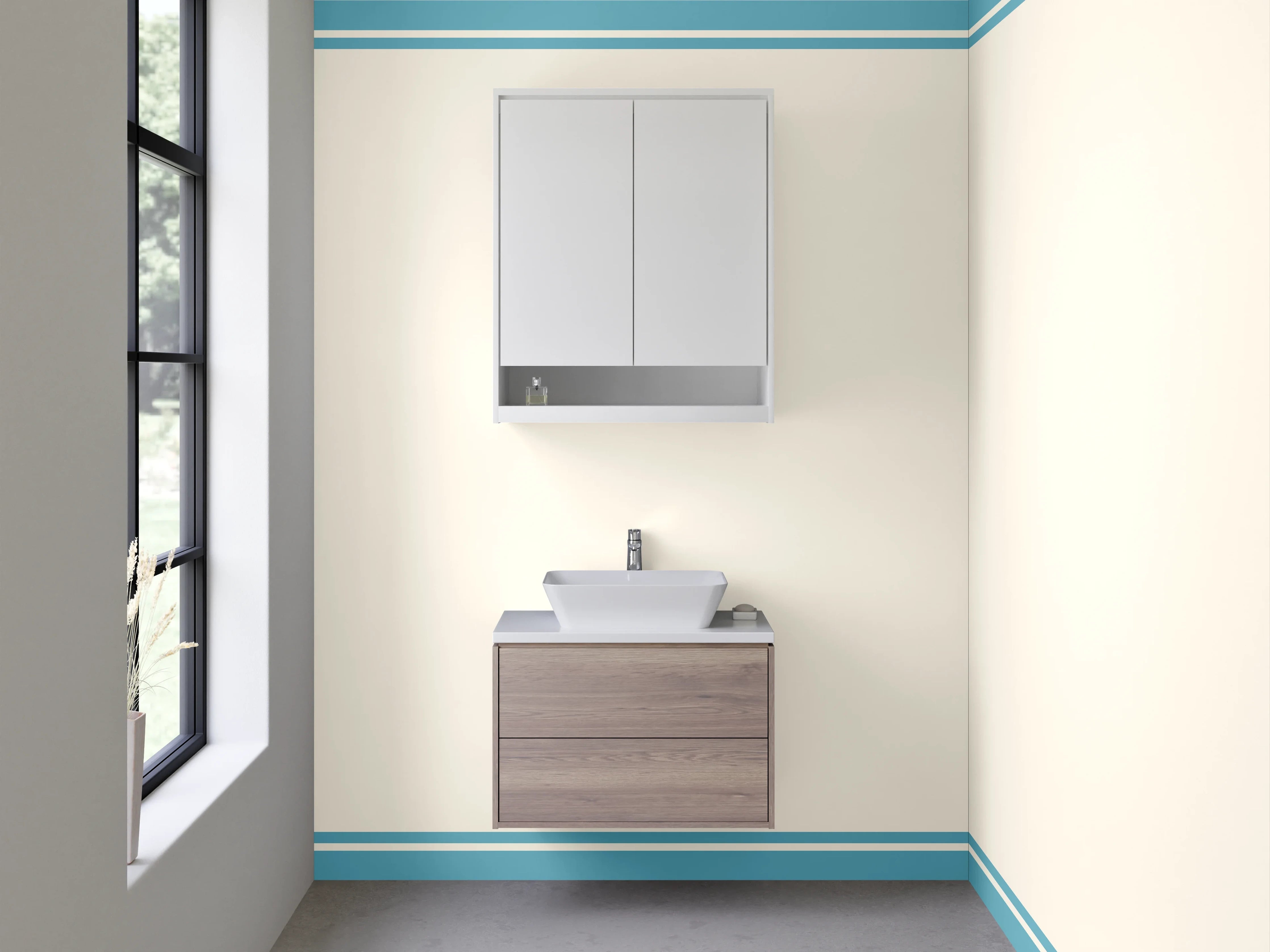Waschbecken-Rückwand - Türkisch inspiriertes Muster mit Blau- und Goldtönen