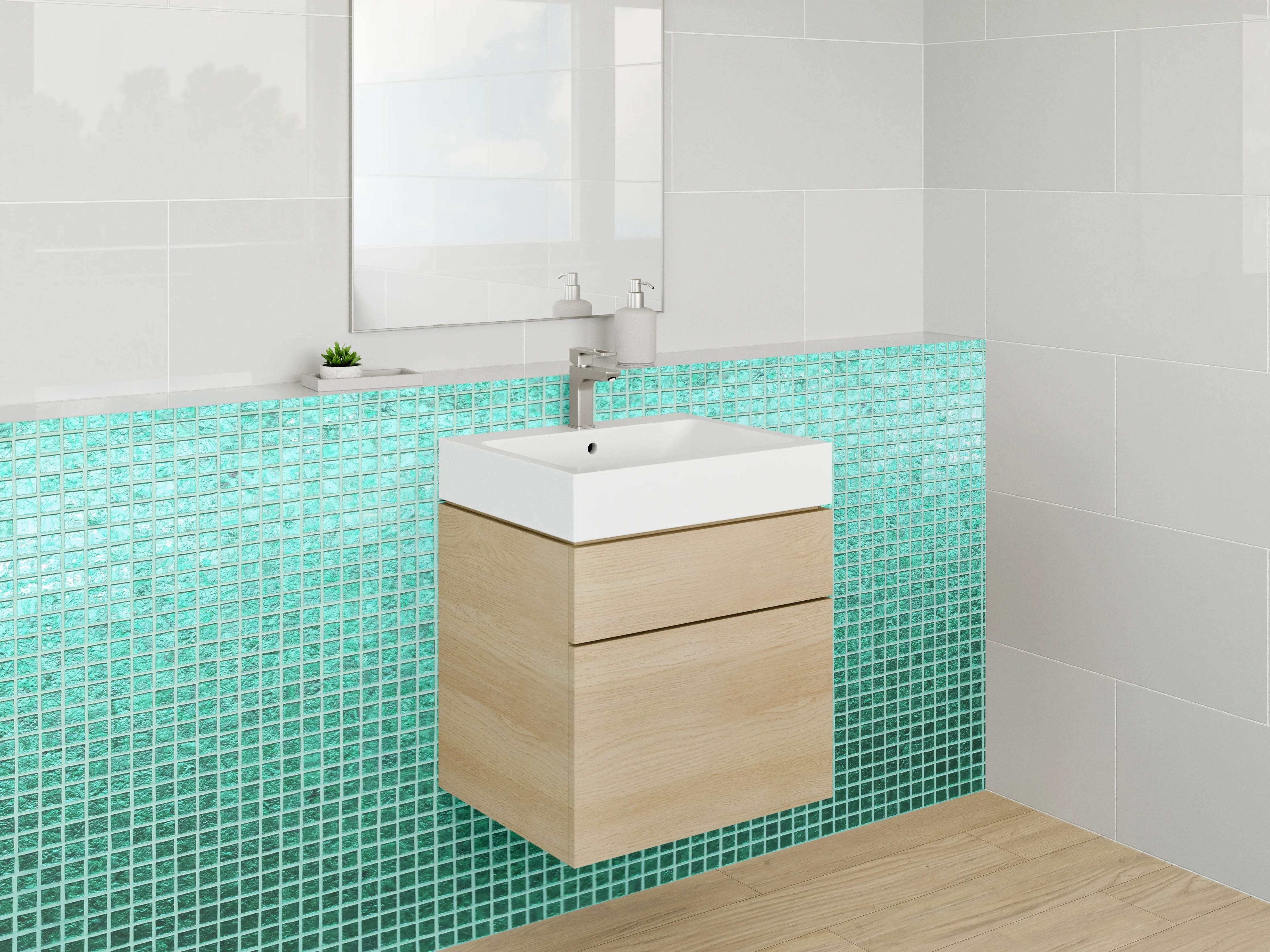 Waschbecken-Rückwand - Türkises Mosaik Fliesenmuster Modern