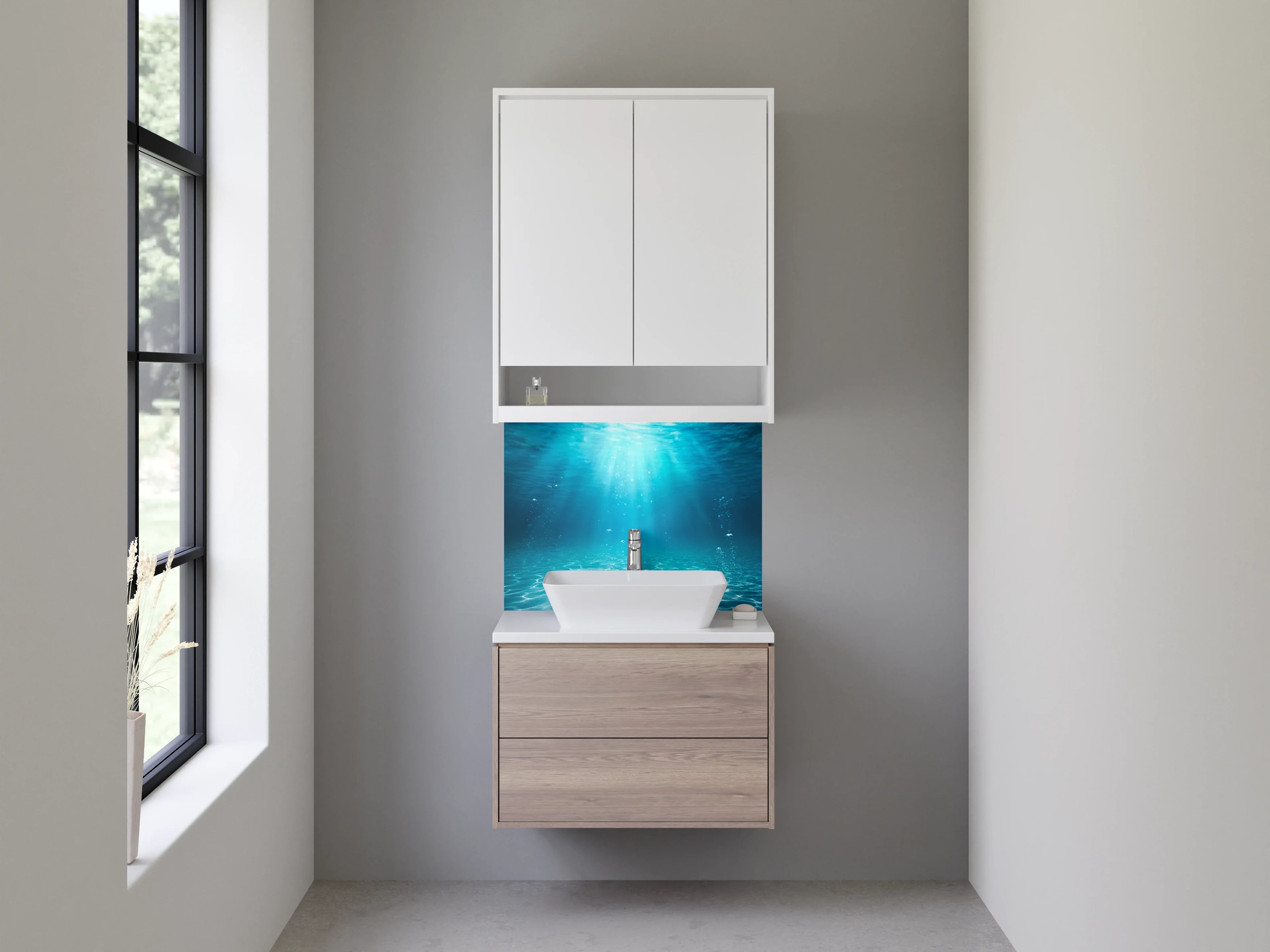 Waschbecken-Rückwand - Unterwasser Sonnenstrahlen – Meeresgrund