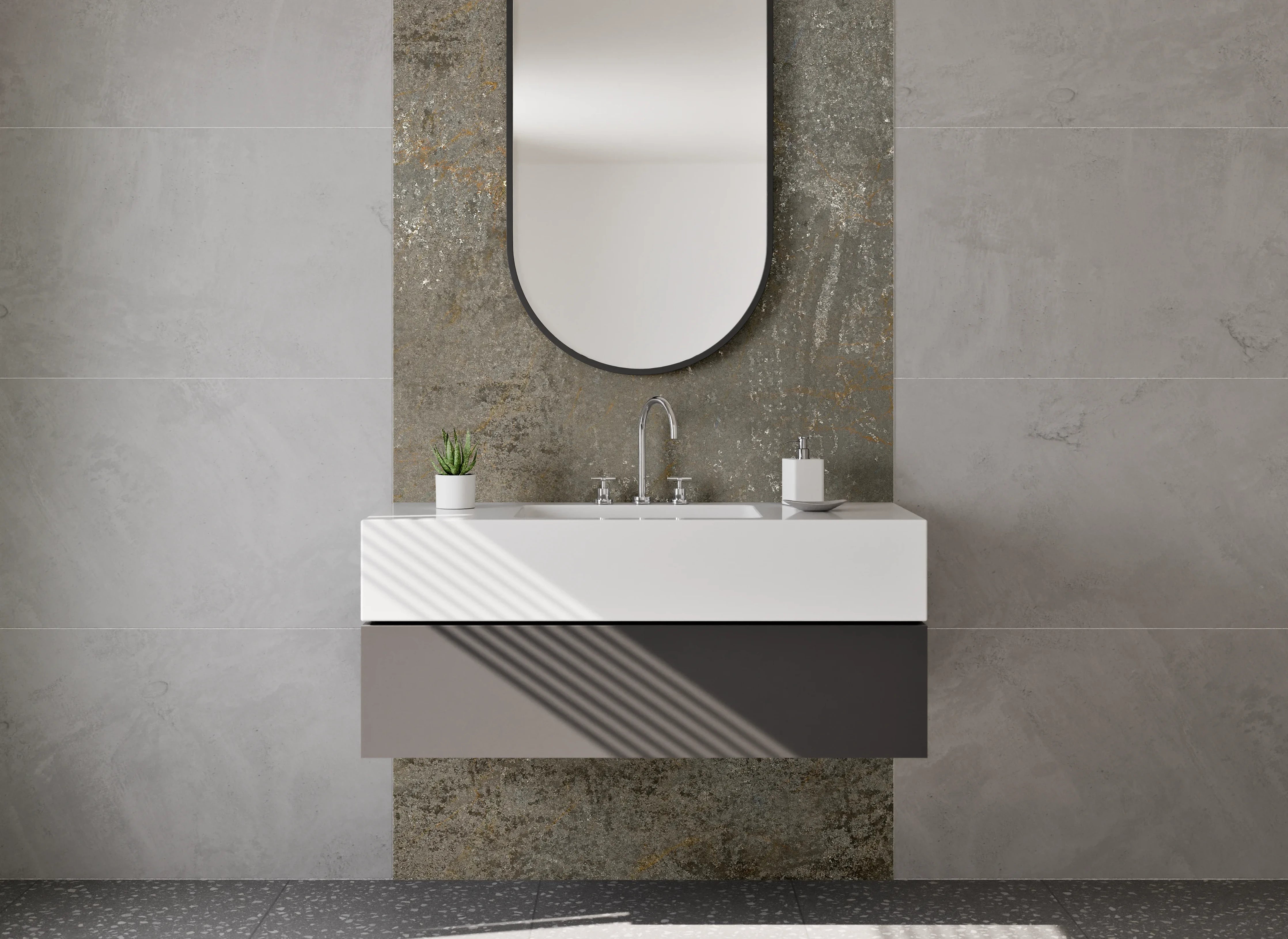 Waschbecken-Rückwand - Urban Grau-Braun Betonlook Design