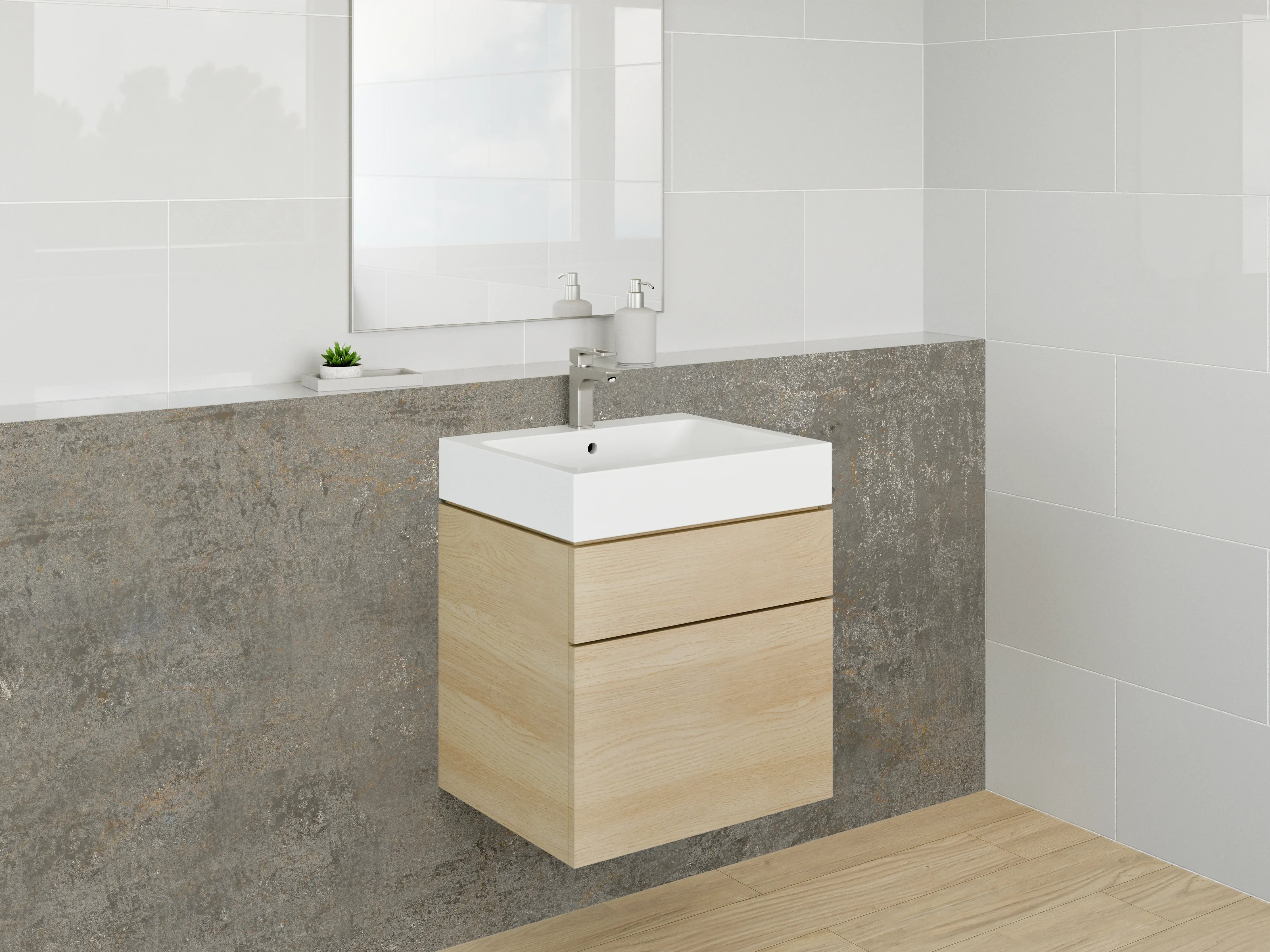 Waschbecken-Rückwand - Urban Grau-Braun Betonlook Design