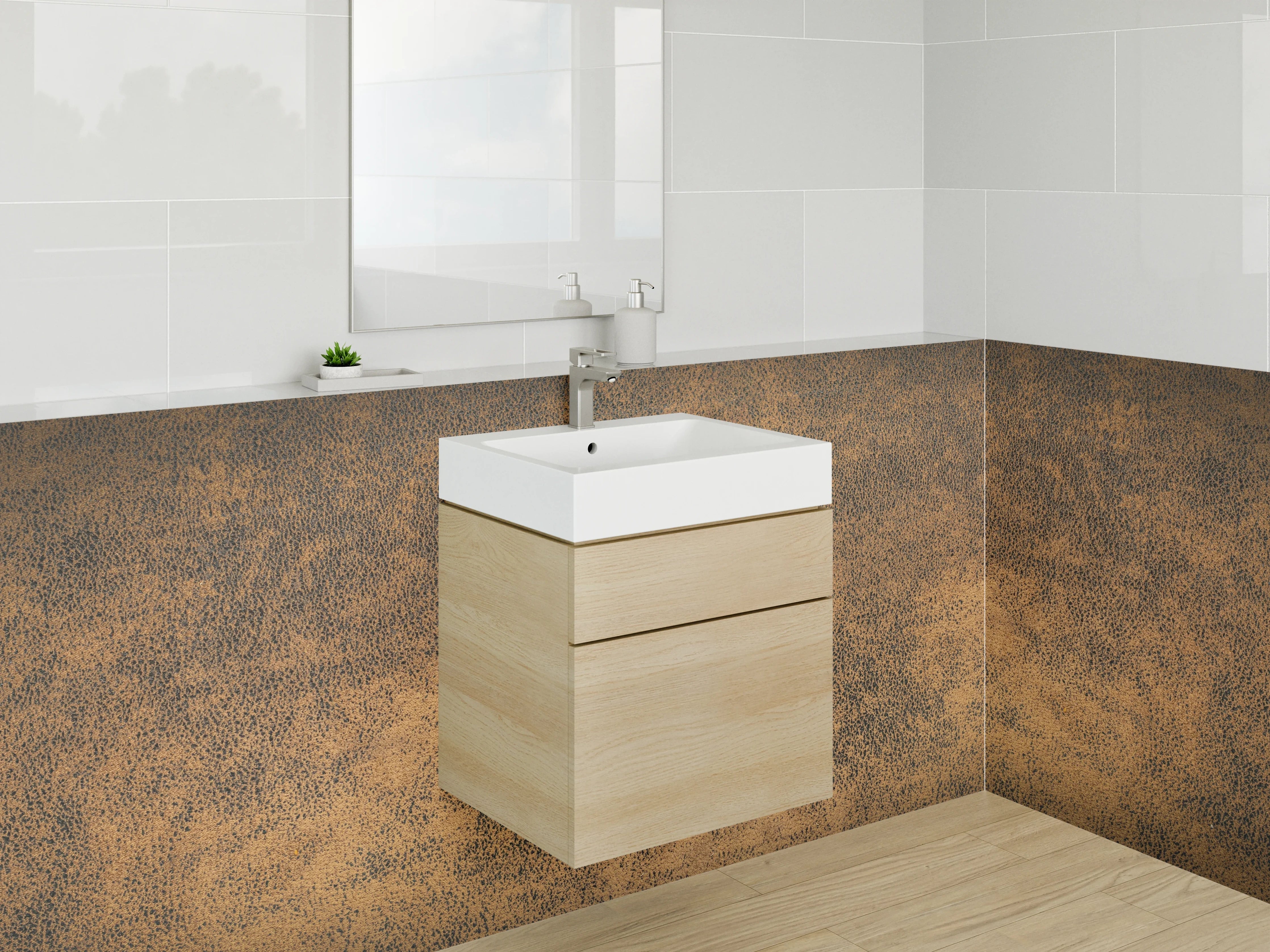 Waschbecken-Rückwand - Vintage Braun Struktur Wandmotiv