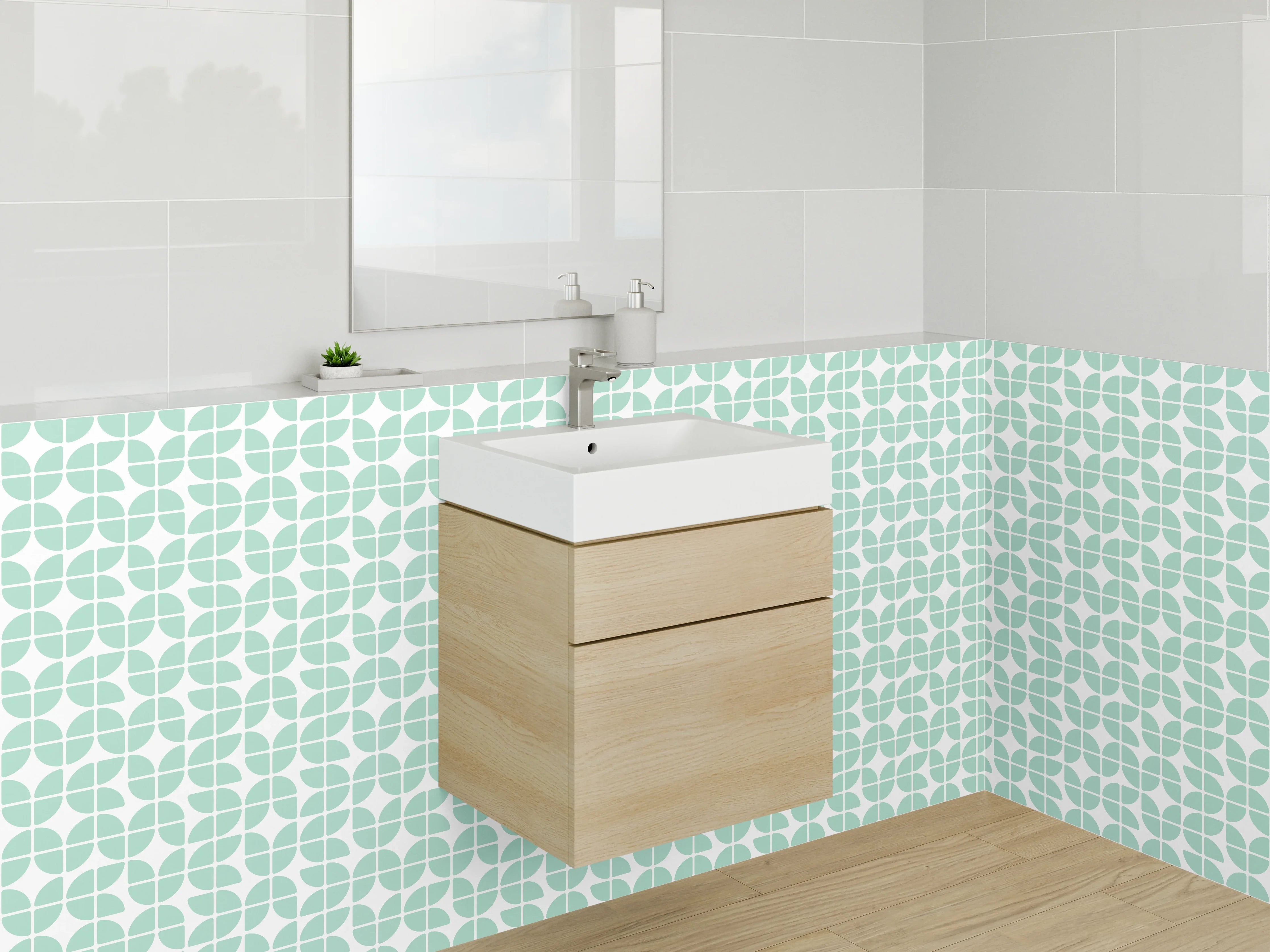 Waschbecken-Rückwand - Vintage Mintgrau Musterträume