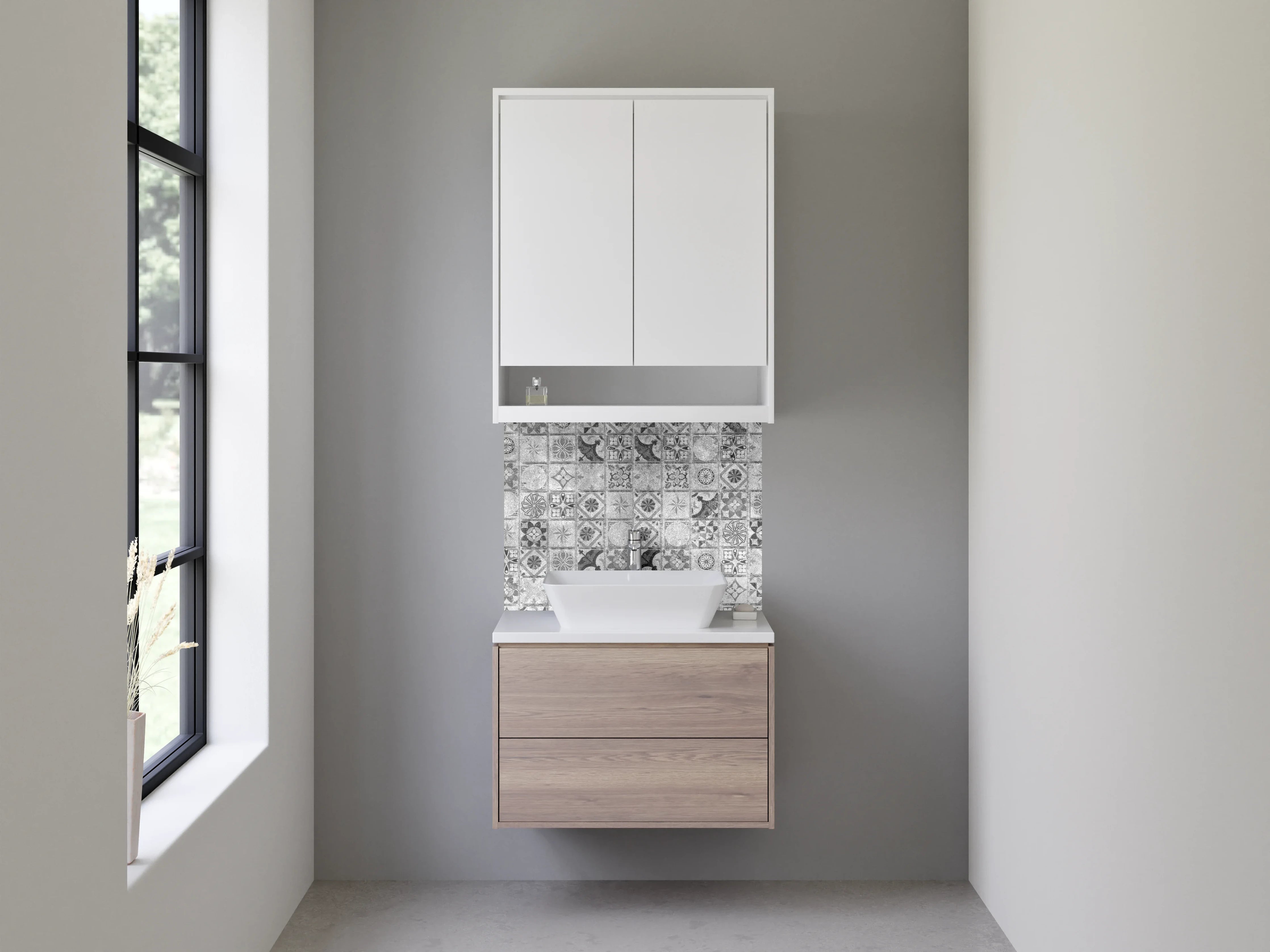 Waschbecken-Rückwand - Vintage Mosaik Fliesen Schwarz-Weiß