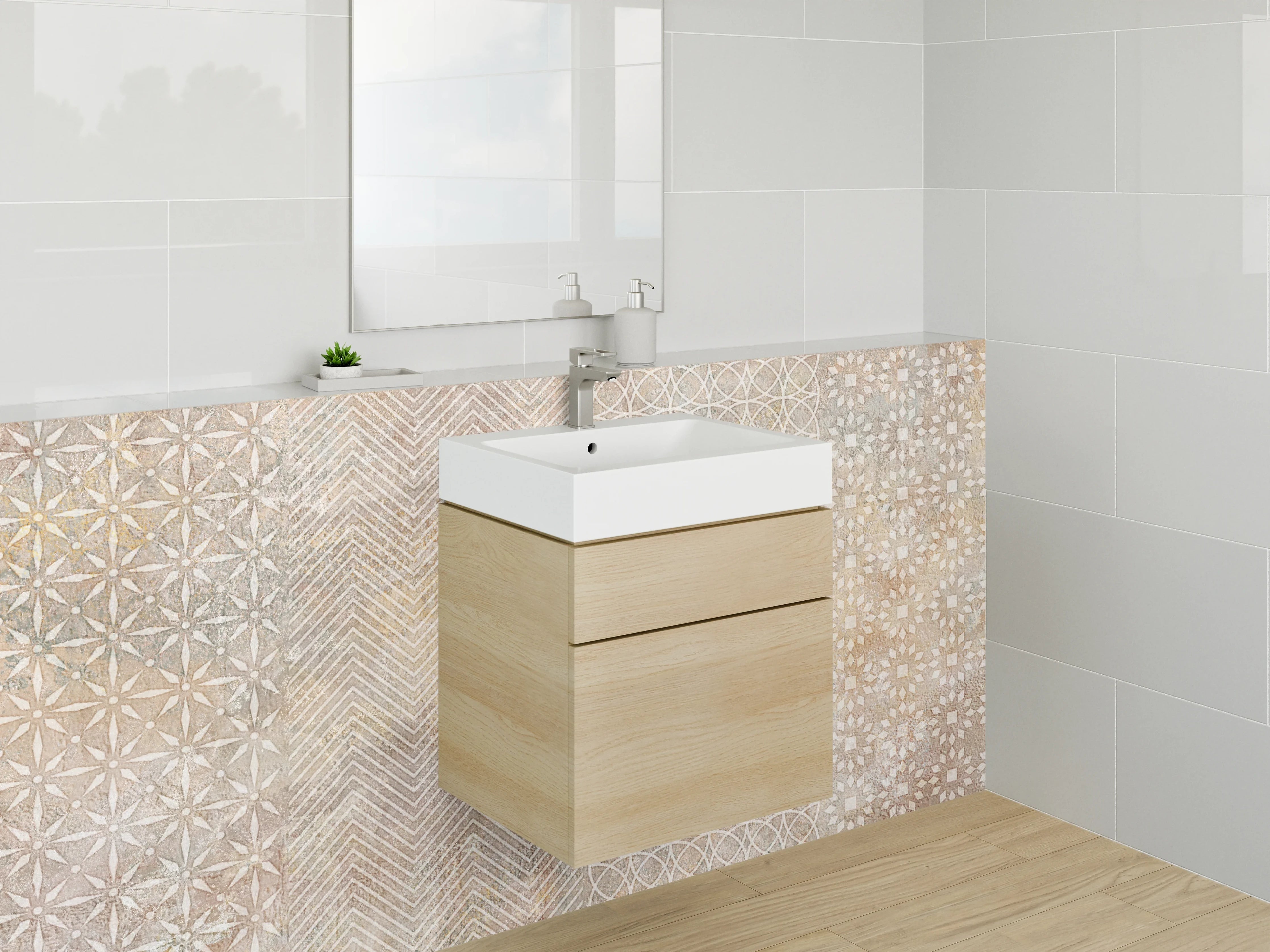 Waschbecken-Rückwand - Vintage Mosaik Muster Fliesenoptik
