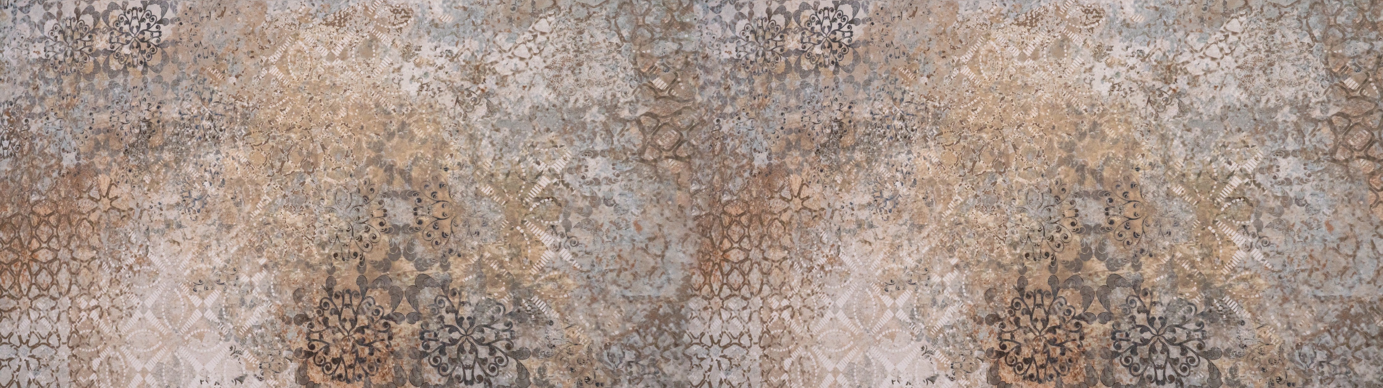 Waschbecken-Rückwand-Vintage Patchwork Fliesenoptik Braun Beige