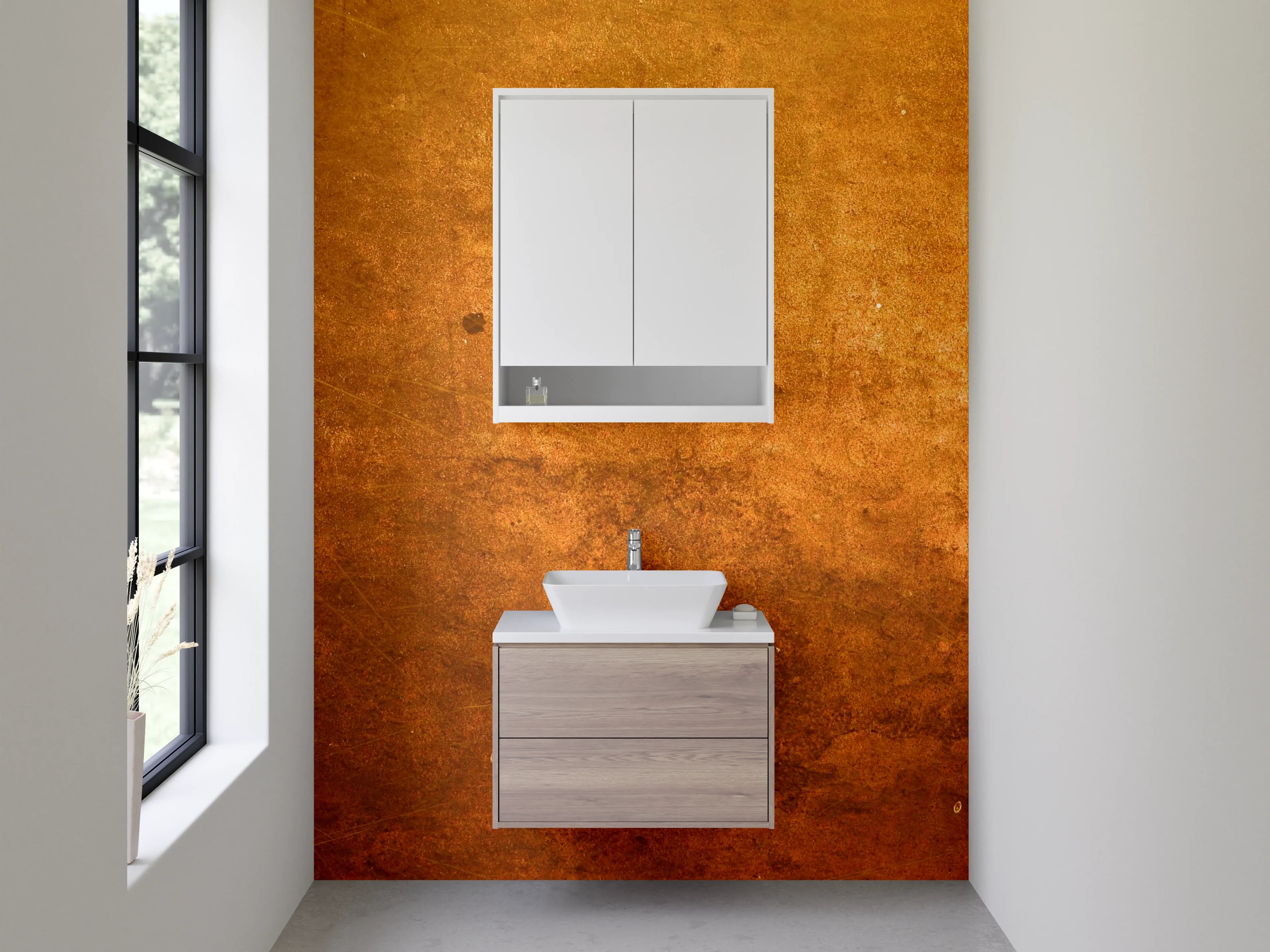 Waschbecken-Rückwand - Vintage Rostoptik Wandverkleidung Braun