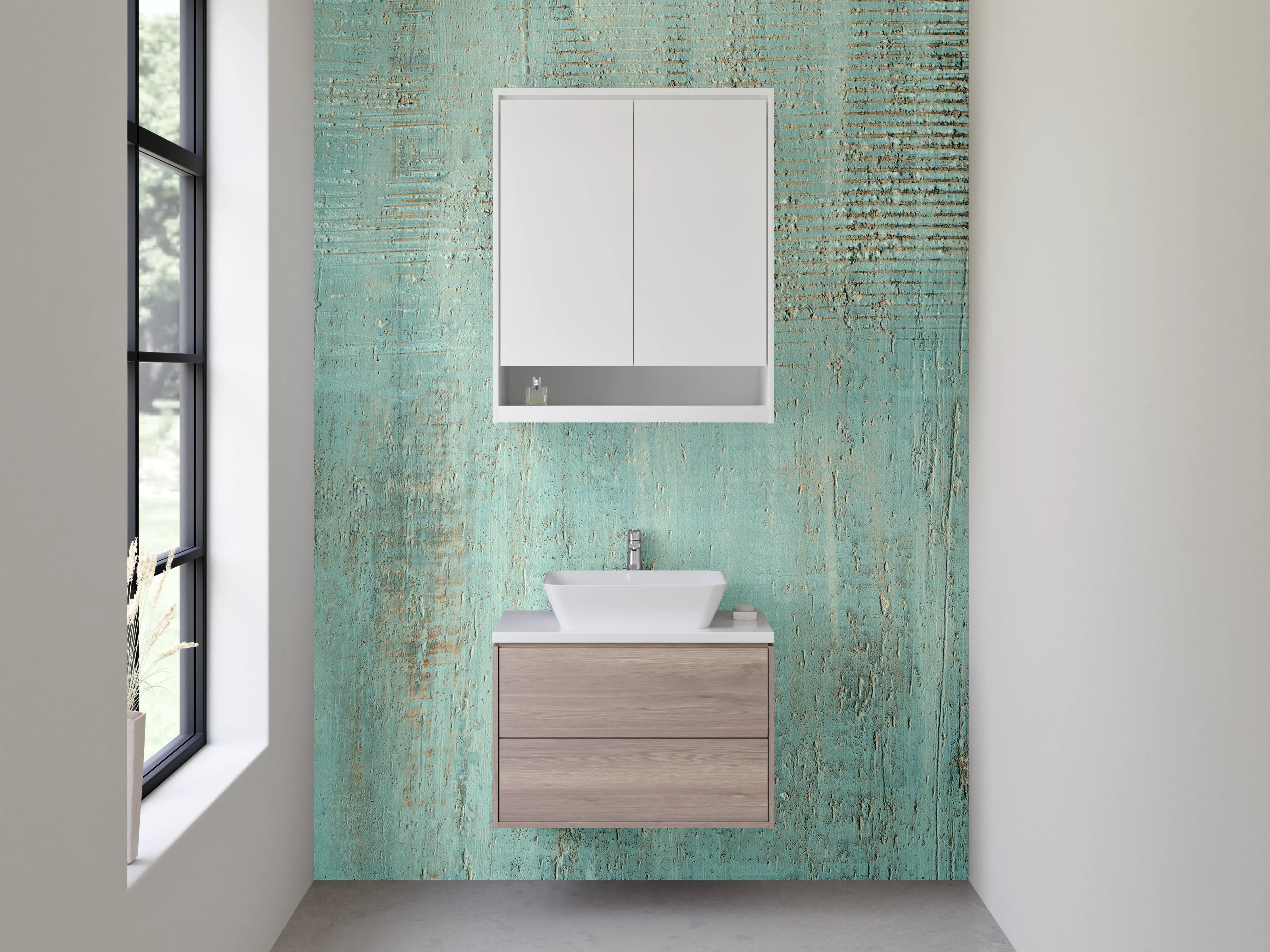 Waschbecken-Rückwand - Vintage Türkis Patina Struktur