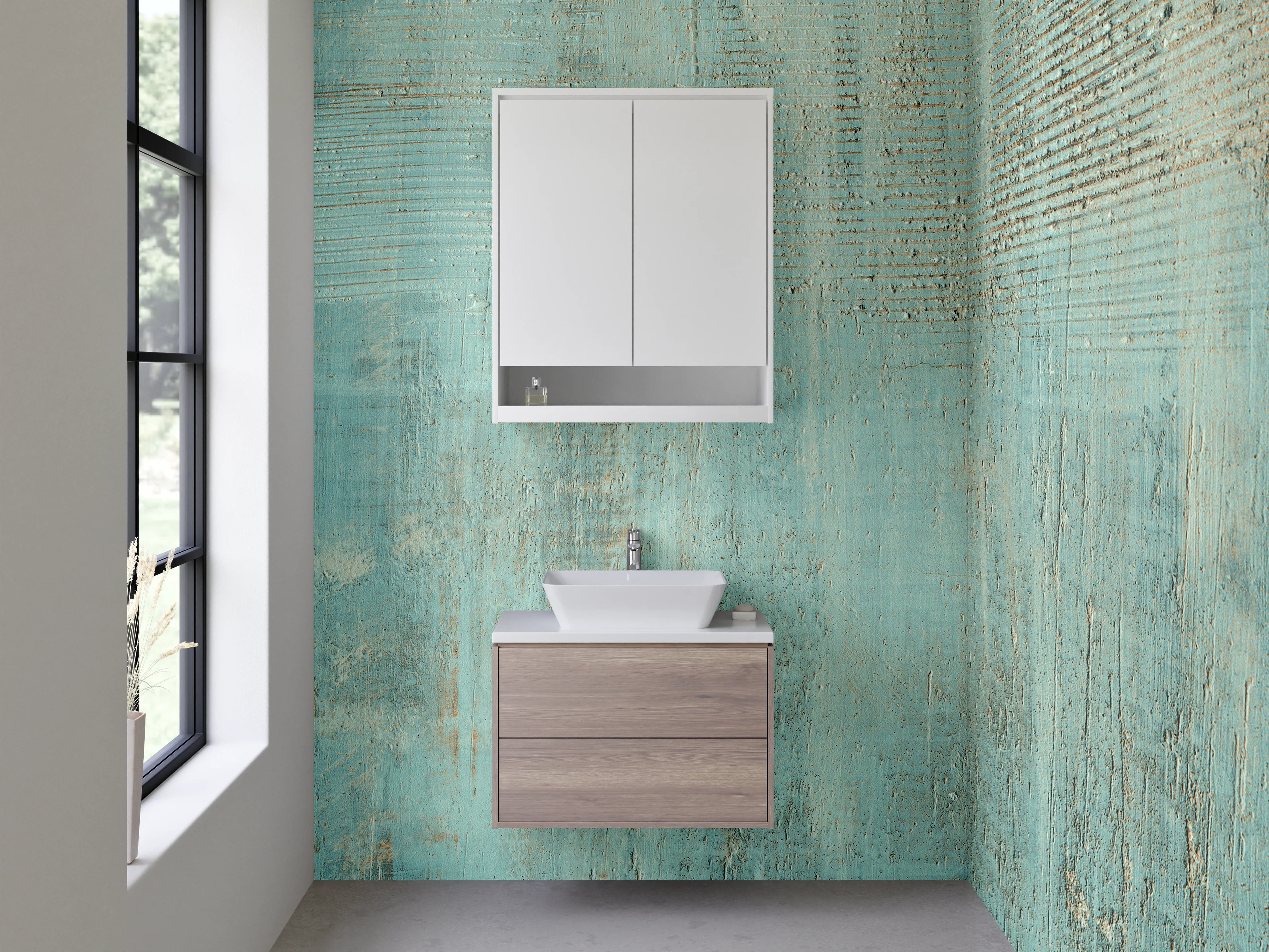Waschbecken-Rückwand - Vintage Türkis Patina Struktur