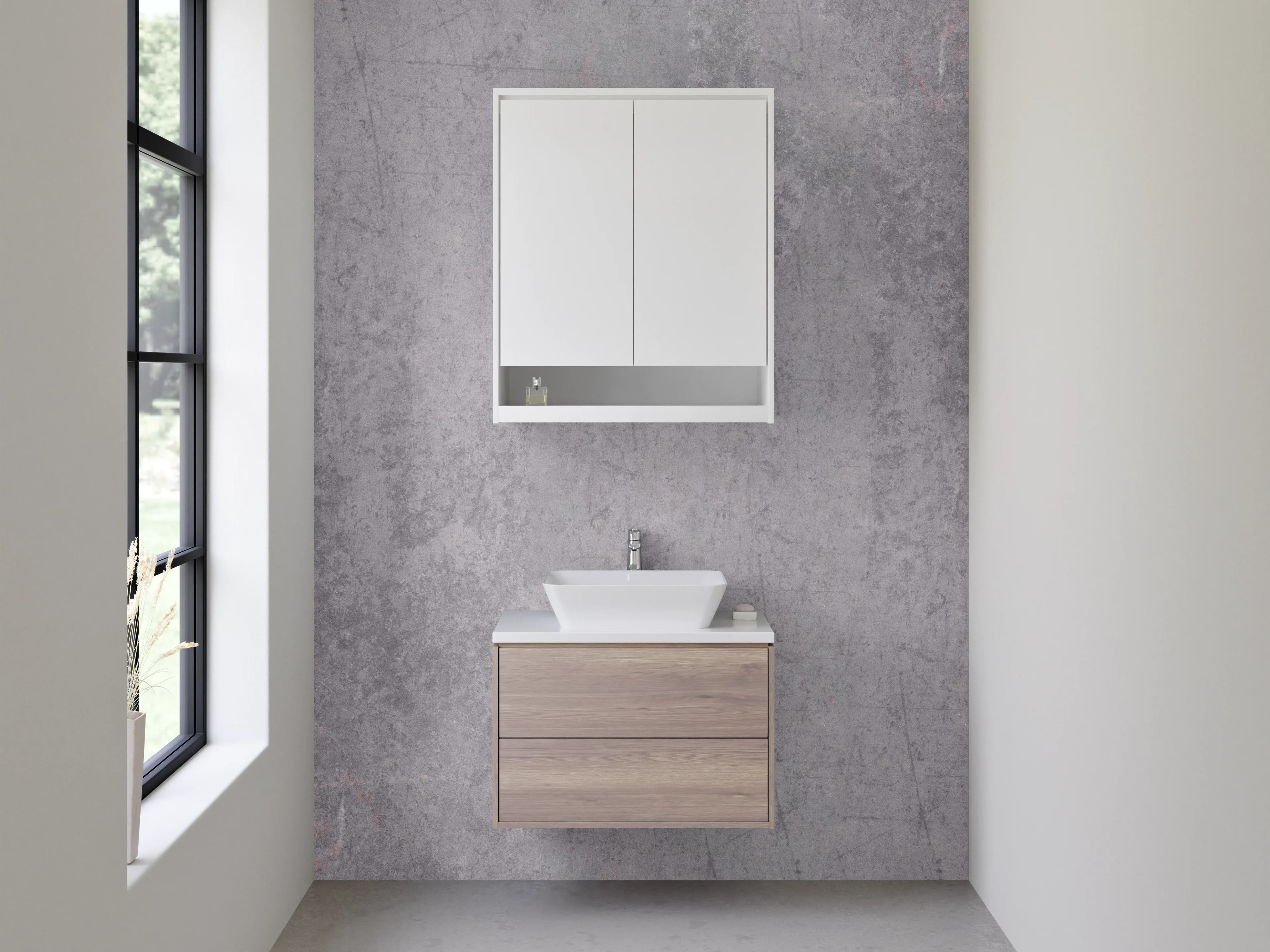 Waschbecken-Rückwand - Vintage Used Betonoptik Rost Grau