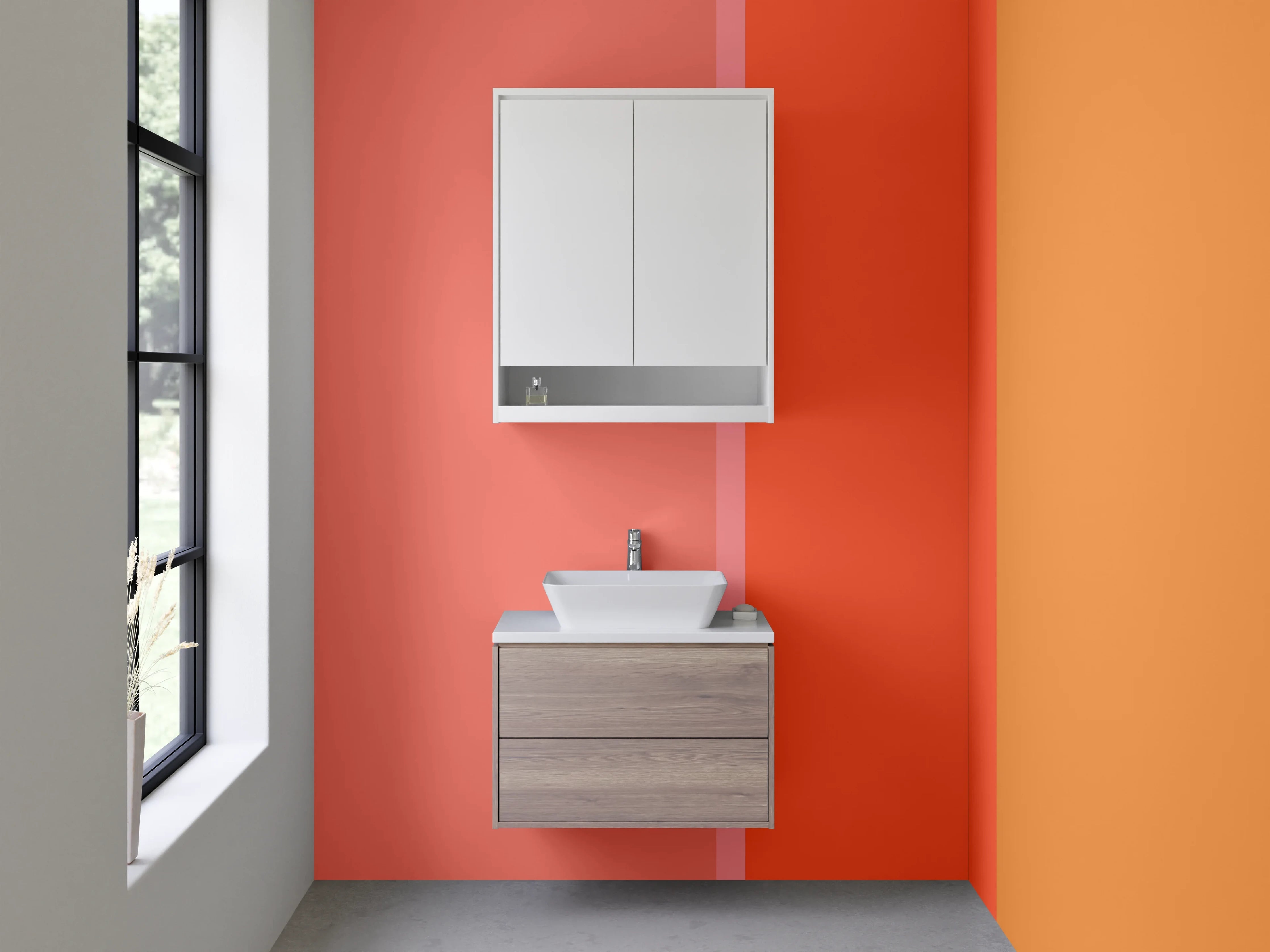 Waschbecken-Rückwand - Warmer Farbmix in Rot- und Orangetönen