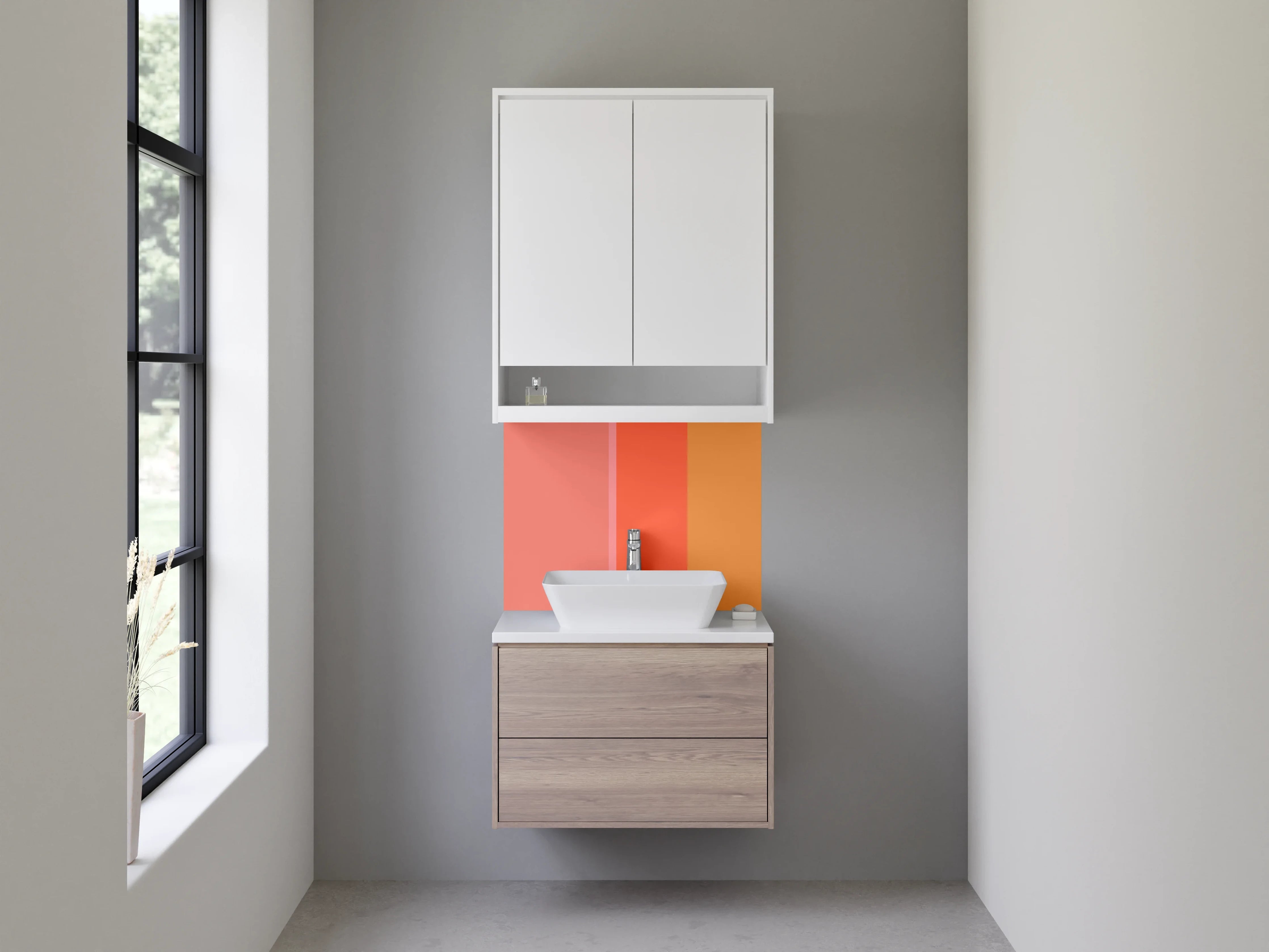 Waschbecken-Rückwand - Warmer Farbmix in Rot- und Orangetönen