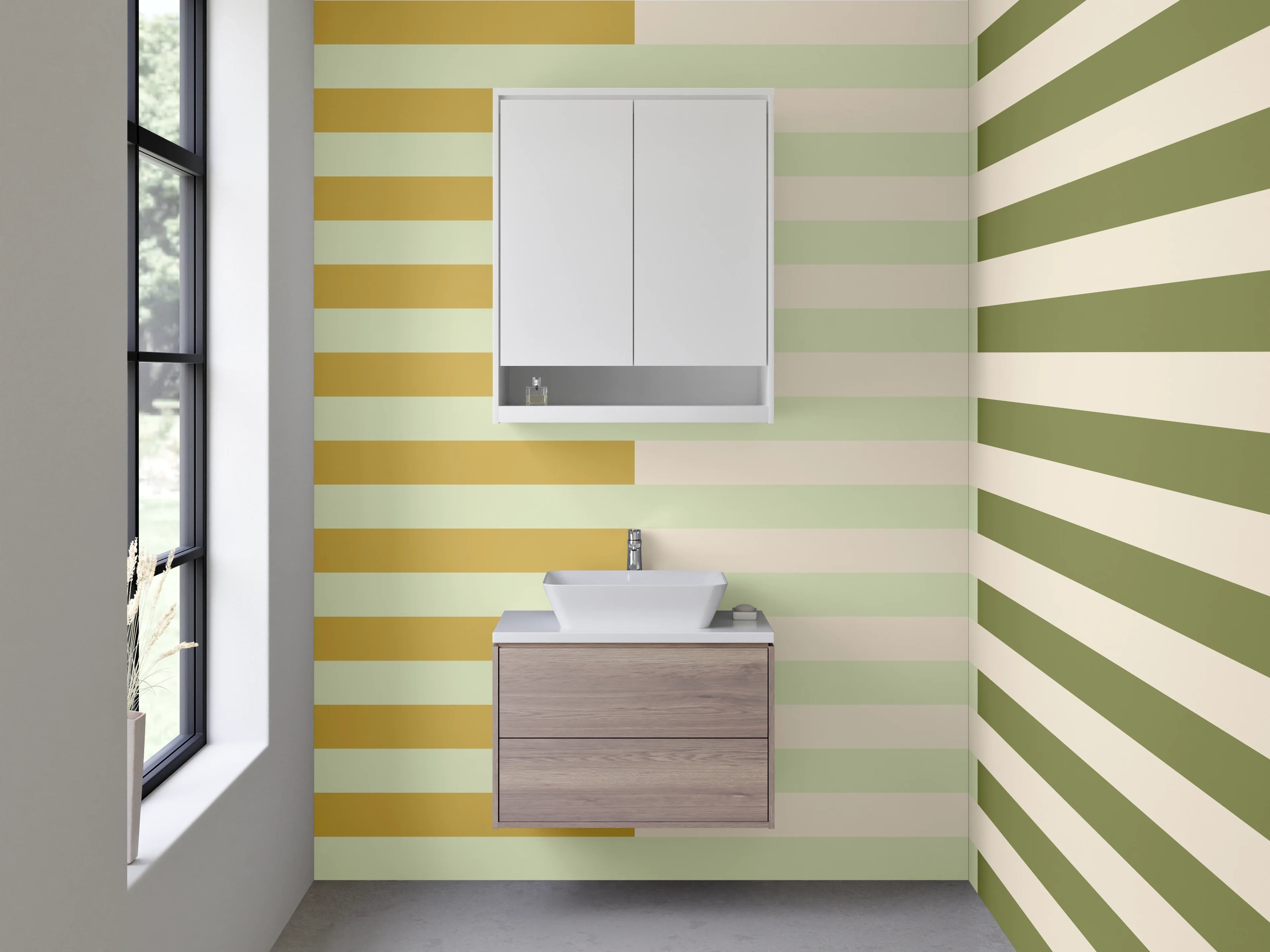 Waschbecken-Rückwand - Warmes Streifenmuster in Erdtönen