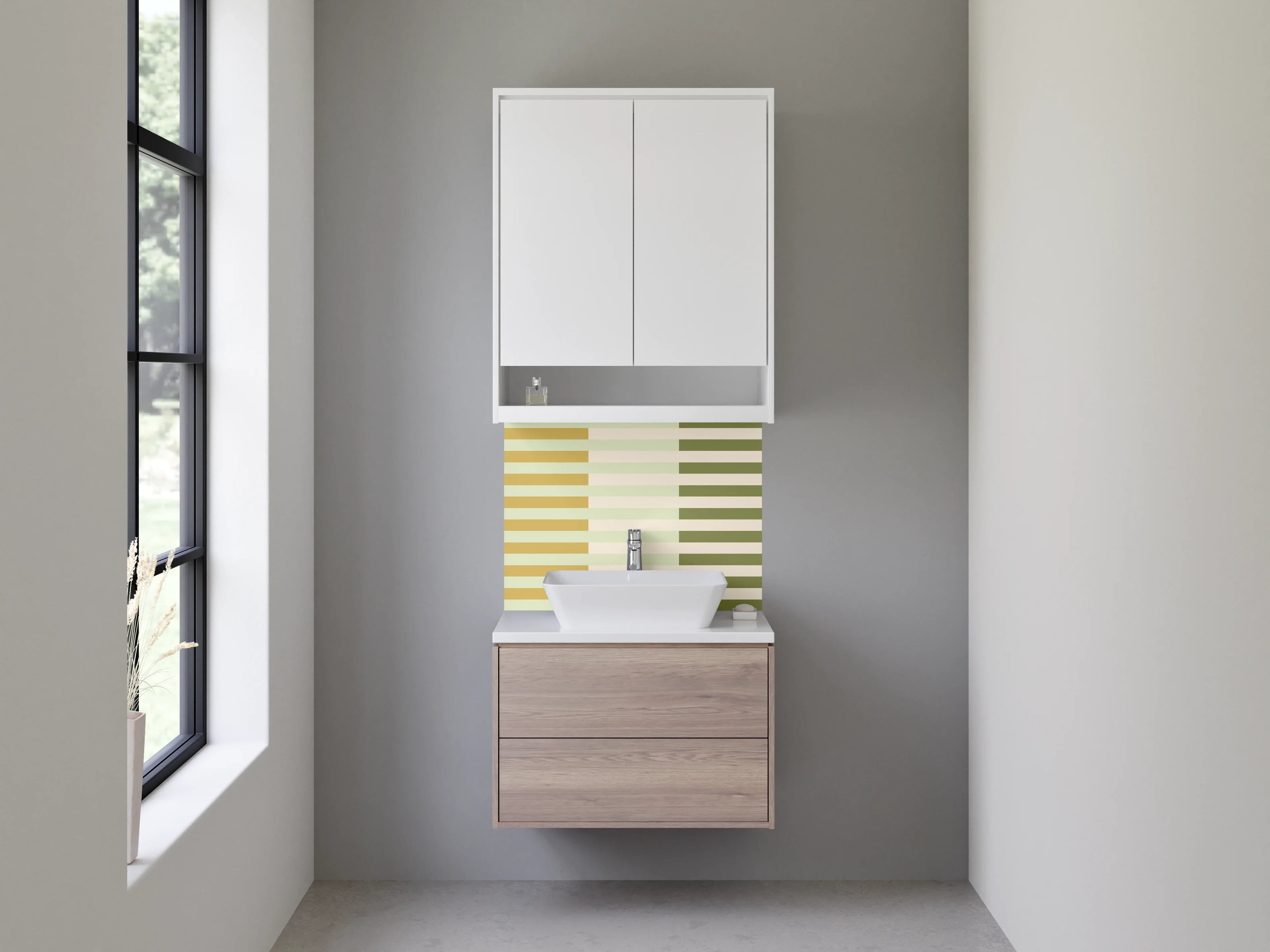 Waschbecken-Rückwand - Warmes Streifenmuster in Erdtönen