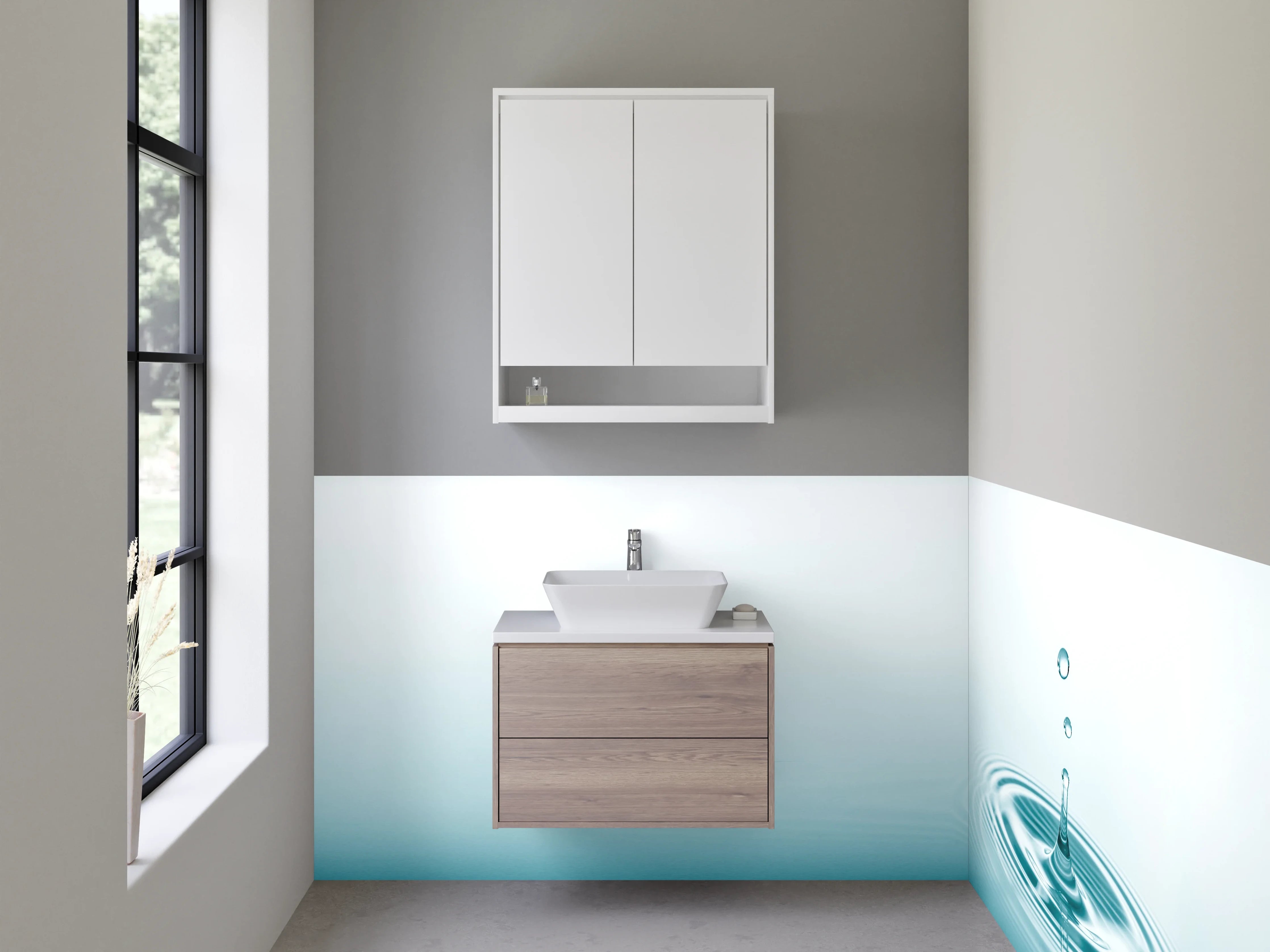 Waschbecken-Rückwand - Wasser Tropfen Minimal Motiv