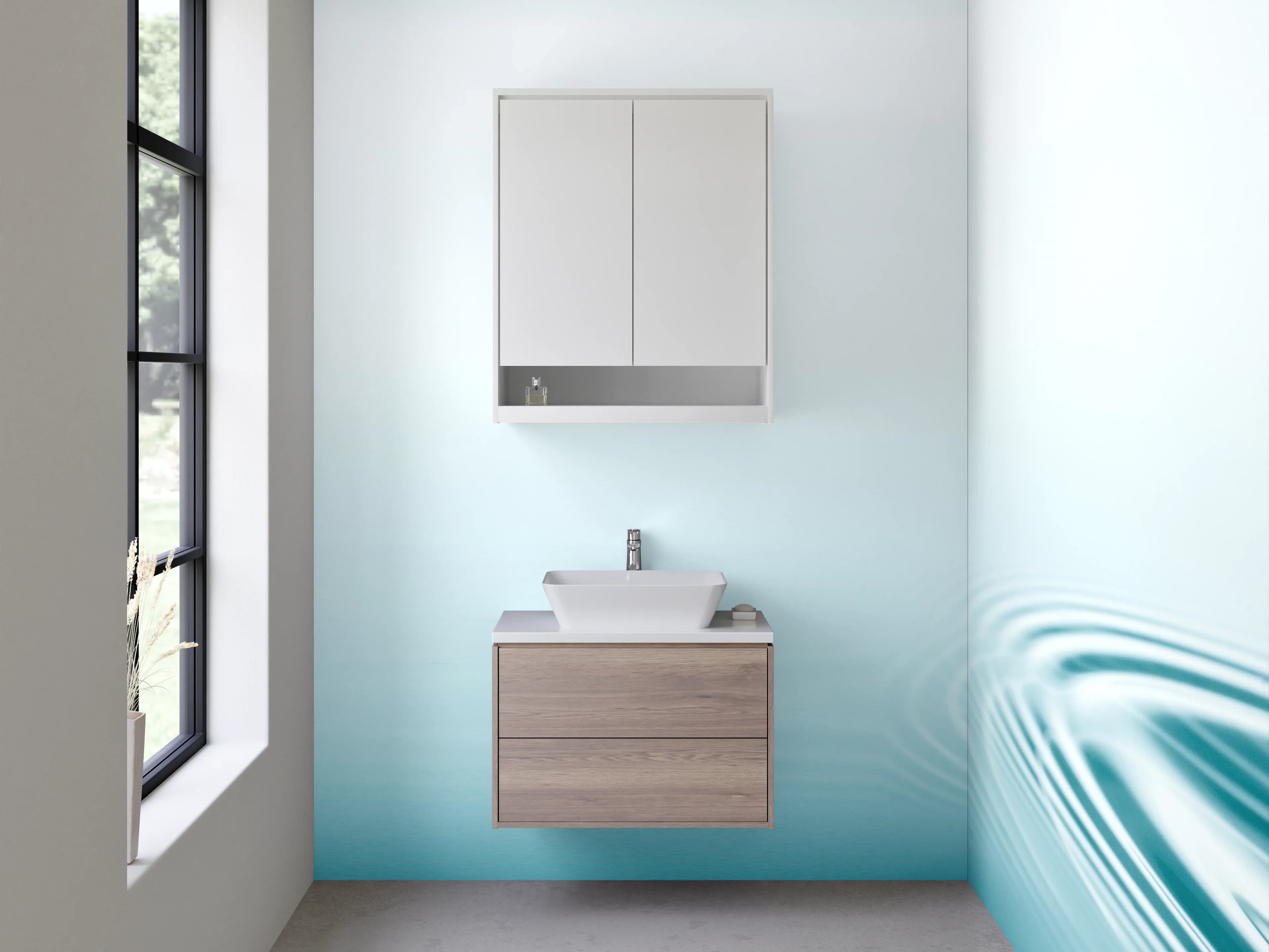 Waschbecken-Rückwand - Wasser Tropfen Minimal Motiv