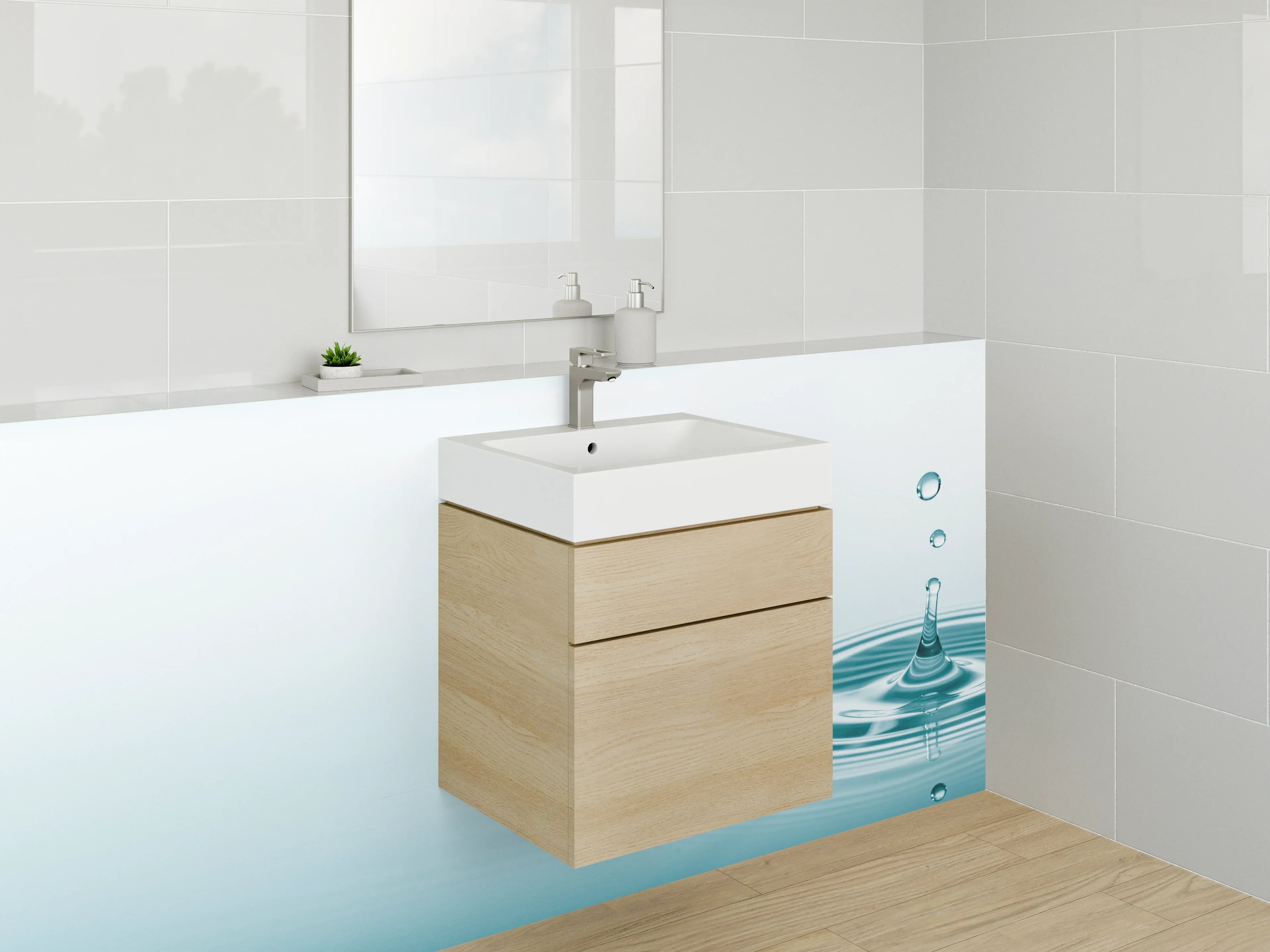 Waschbecken-Rückwand - Wasser Tropfen Minimal Motiv