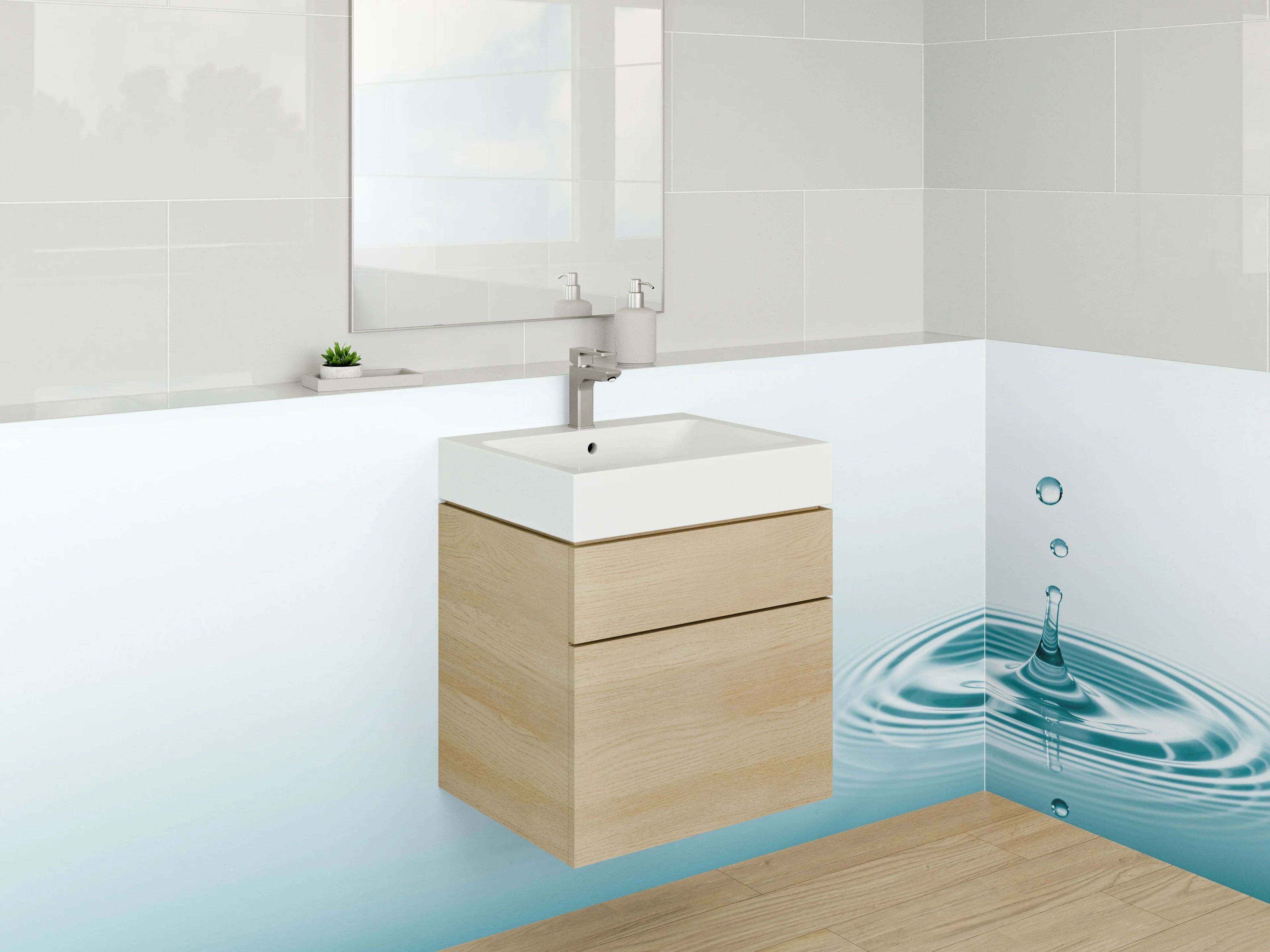 Waschbecken-Rückwand - Wasser Tropfen Minimal Motiv