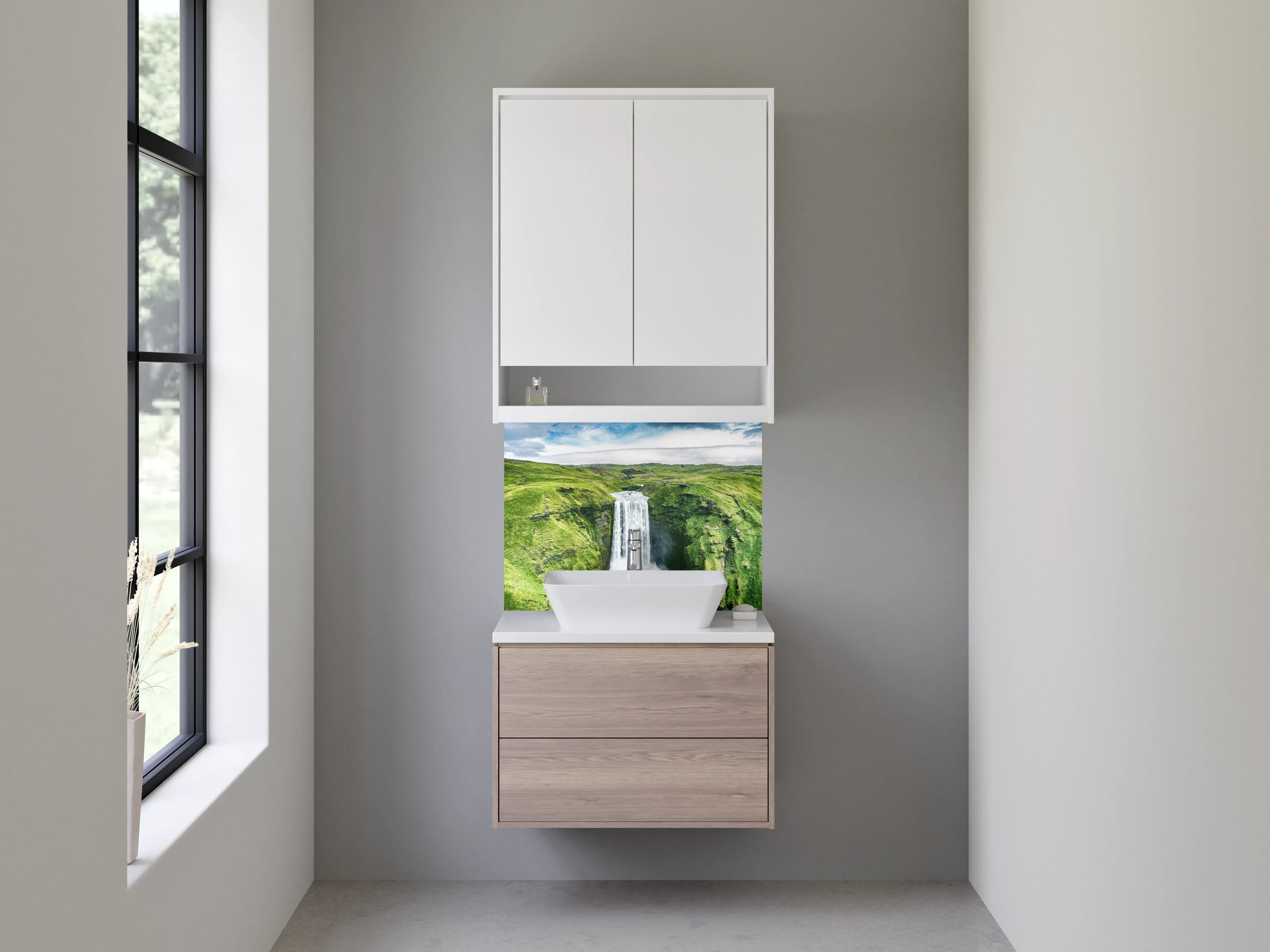 Waschbecken-Rückwand - Wasserfall Island Natur-Design