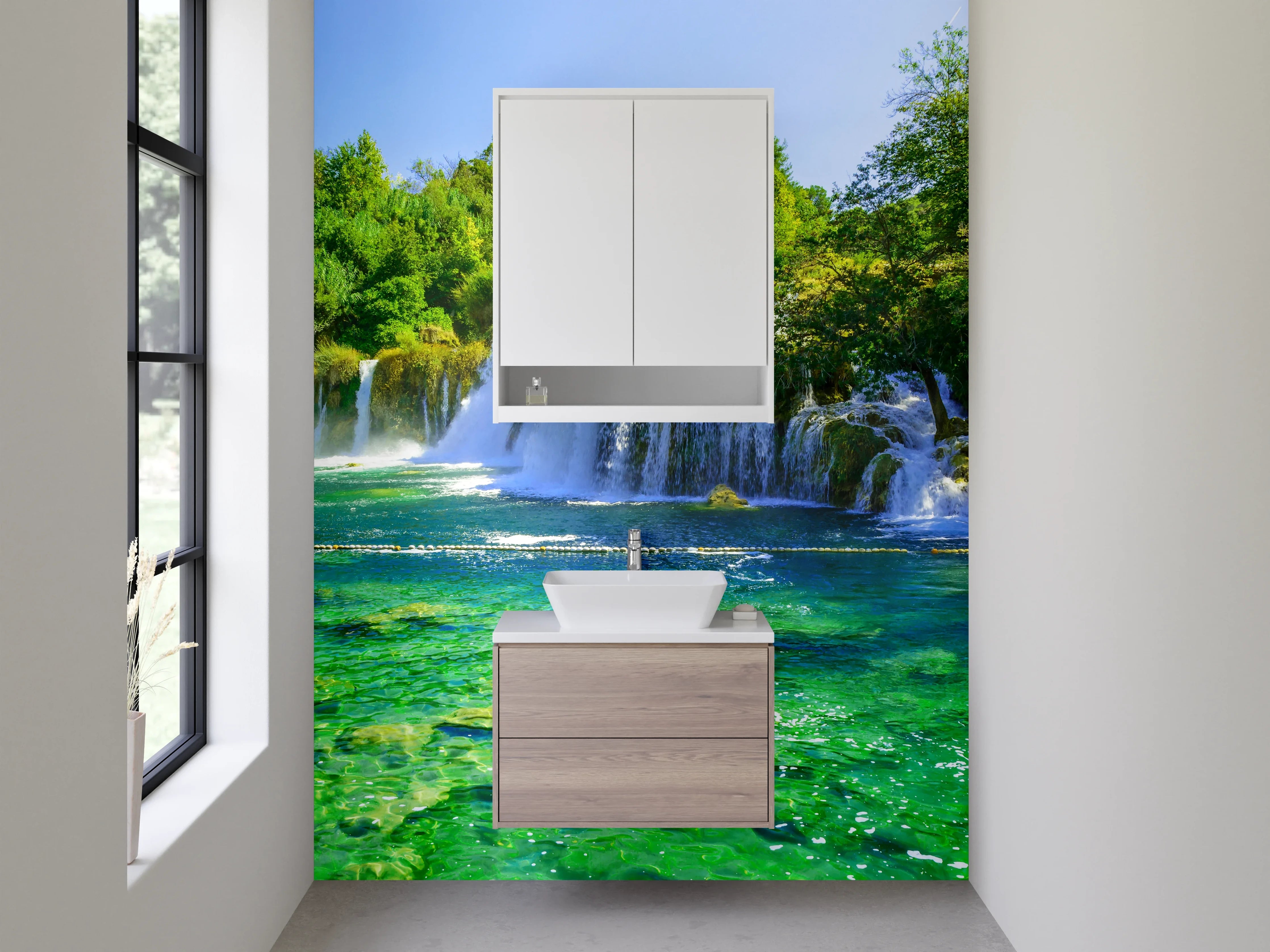 Waschbecken-Rückwand - Wasserfall Naturidylle für Bad & Küche