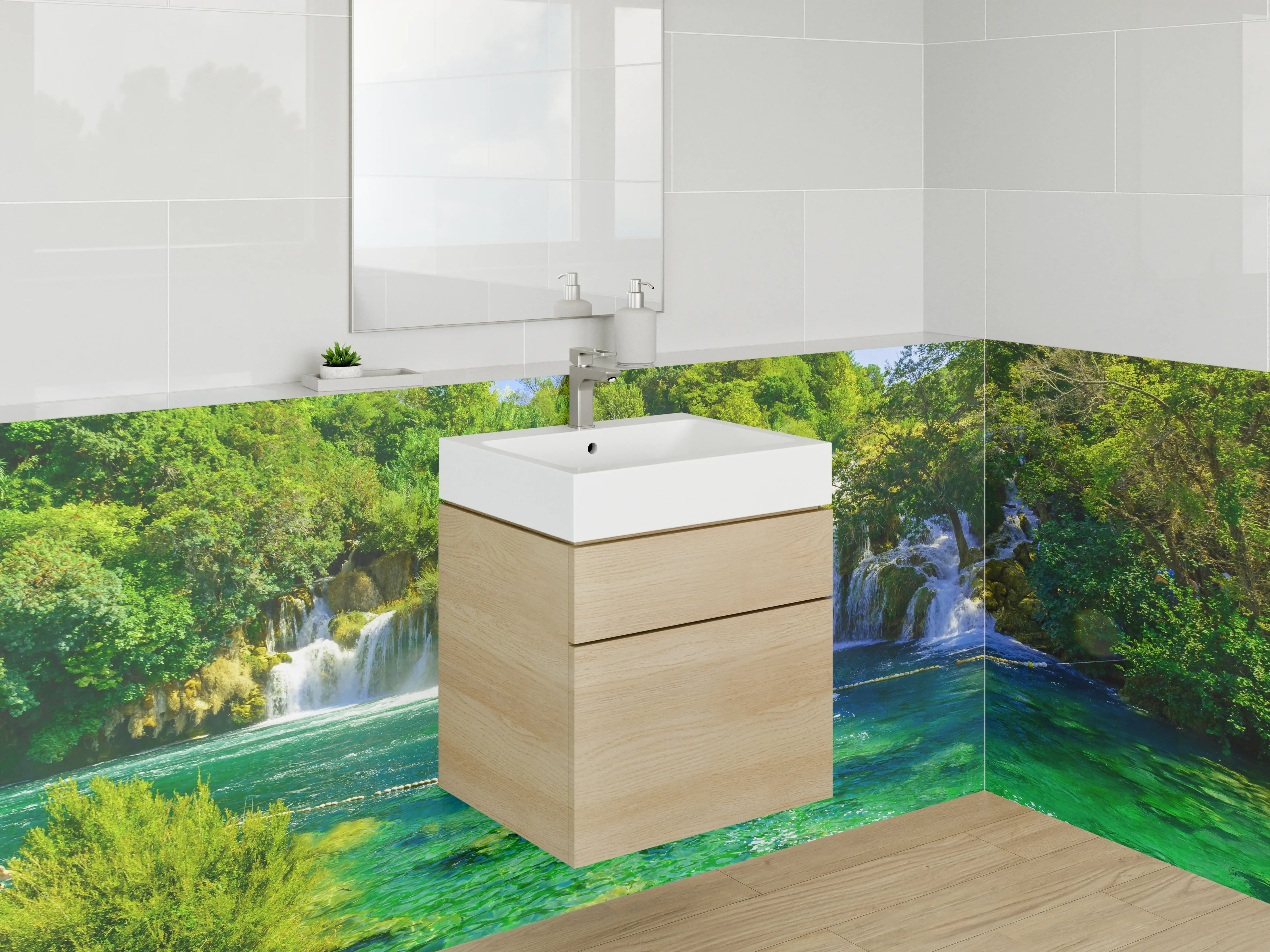 Waschbecken-Rückwand - Wasserfall Naturidylle für Bad & Küche