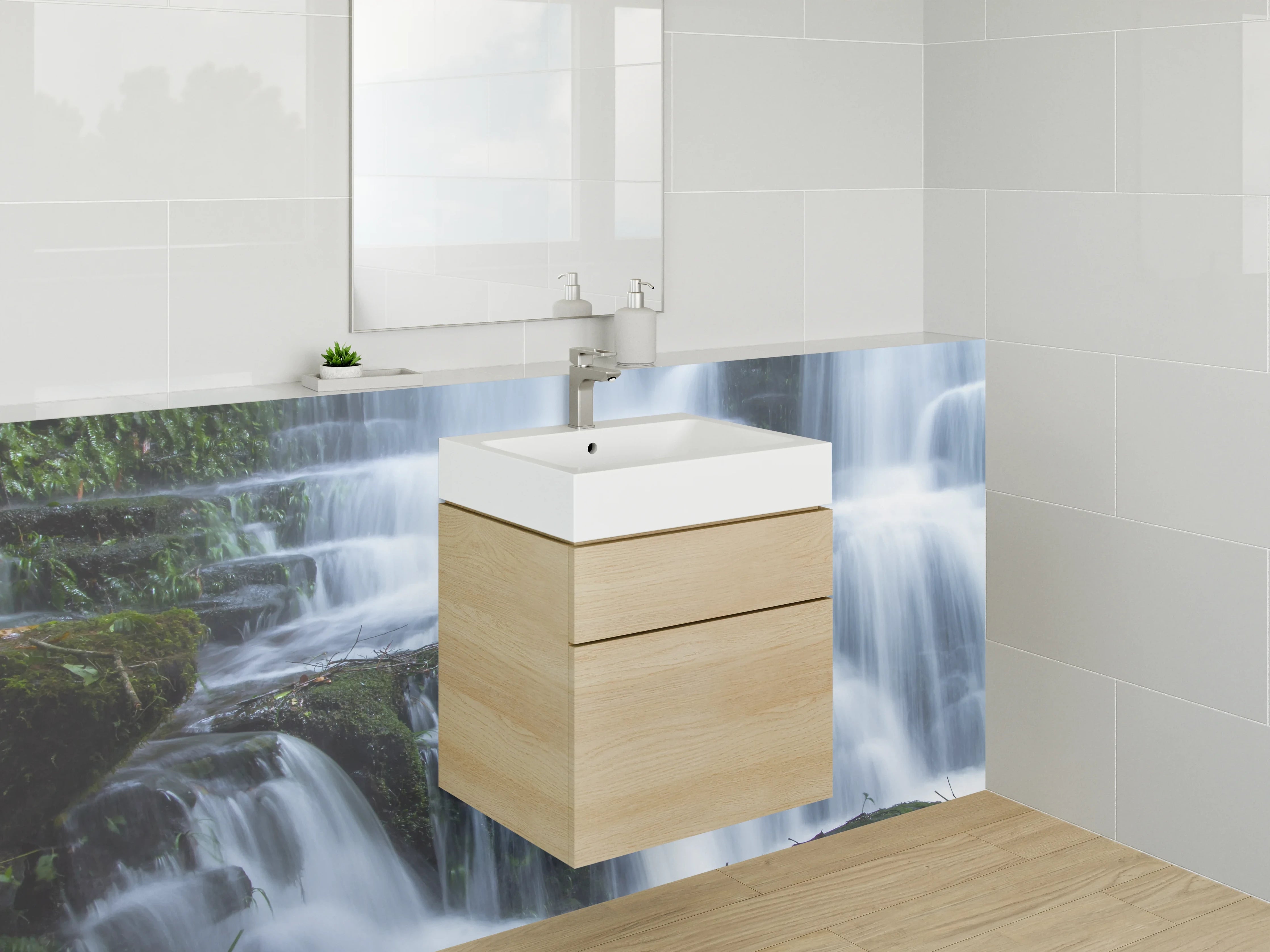Waschbecken-Rückwand - Wasserfall Naturidylle für Badezimmer