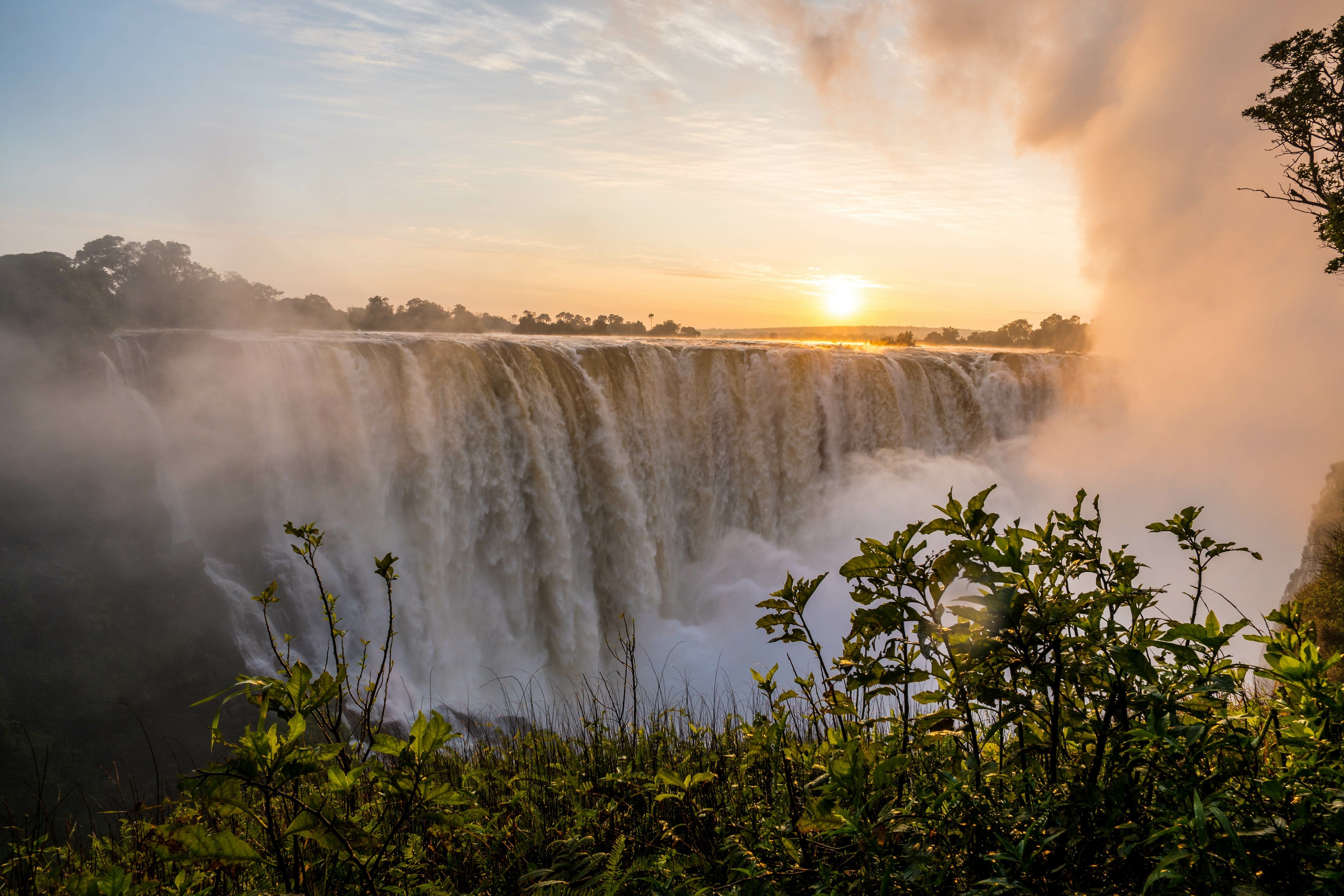 Waschbecken-Rückwand-Wasserfall Sonnenuntergang Natur-Panorama