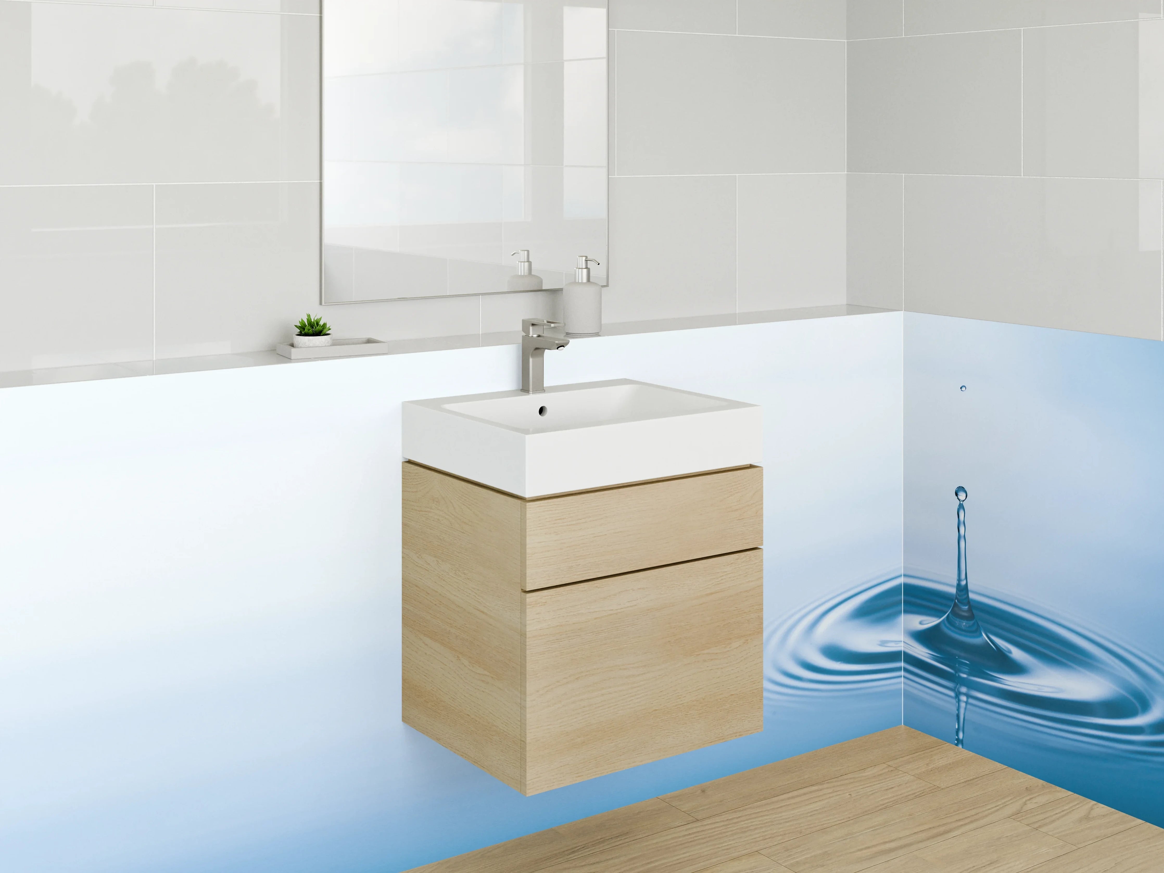 Waschbecken-Rückwand - Wassertropfen Splash – Modernes Fotomotiv