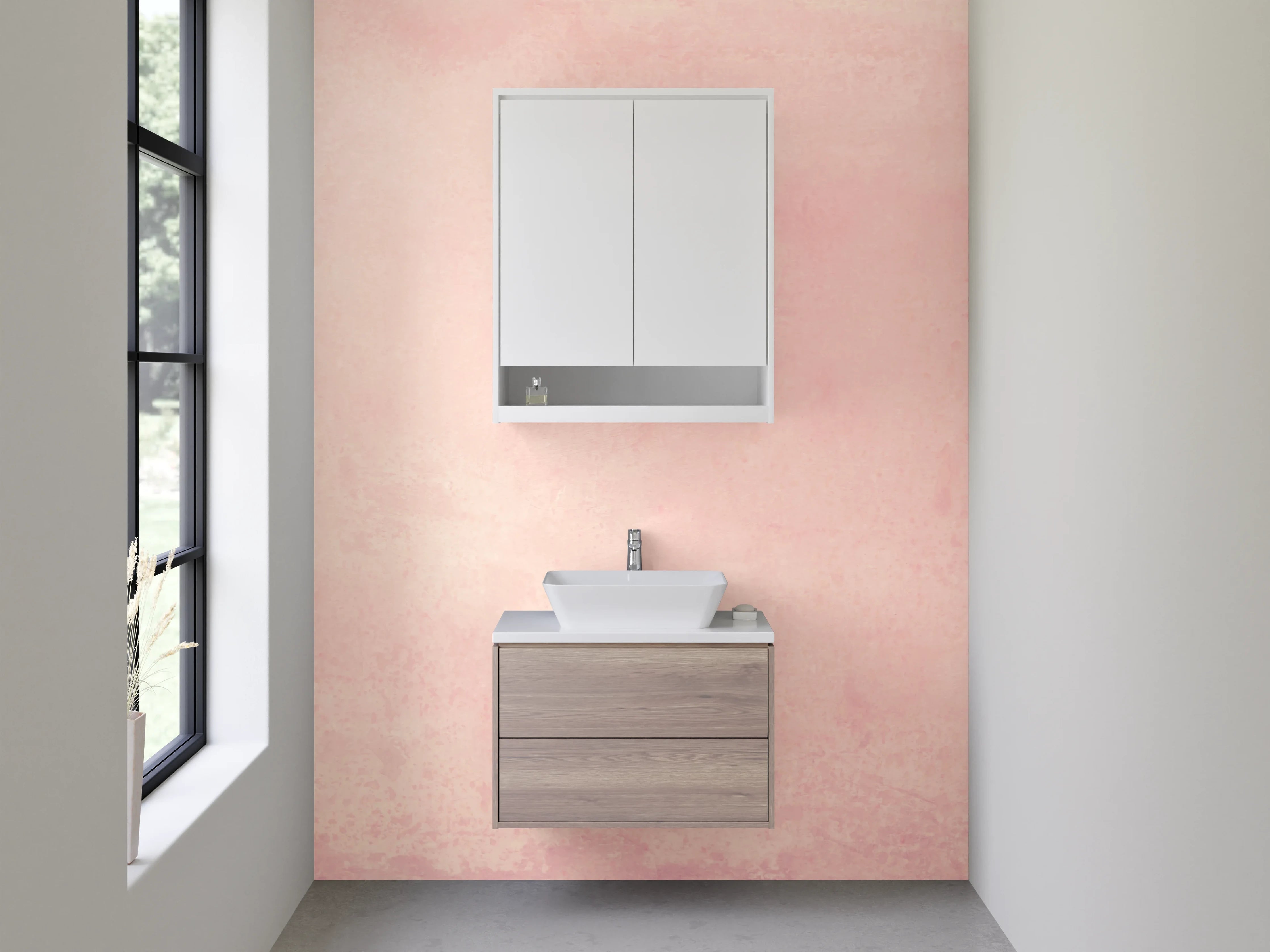 Waschbecken-Rückwand - Weiche rosa Pinselstriche