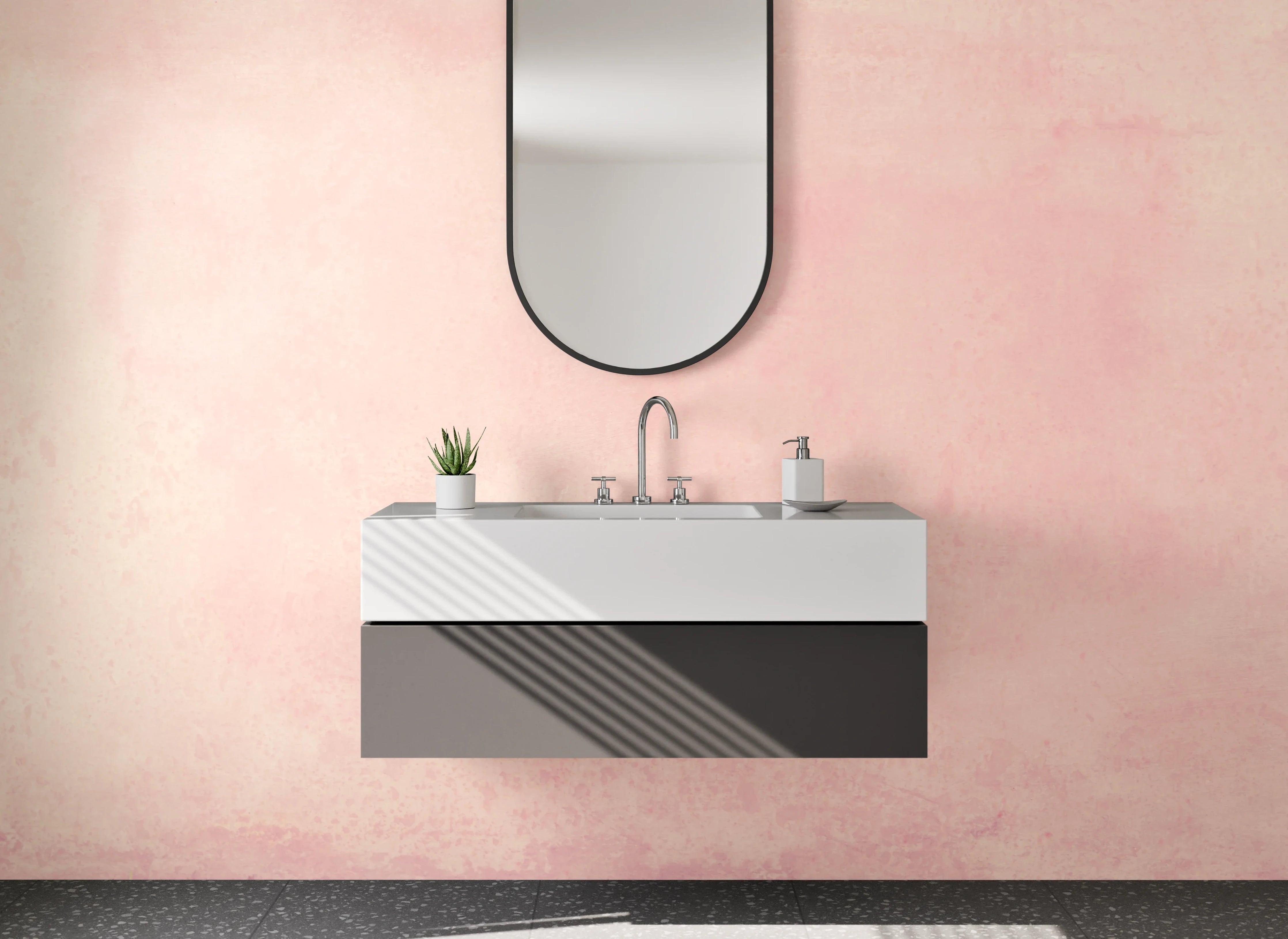 Waschbecken-Rückwand - Weiche rosa Pinselstriche