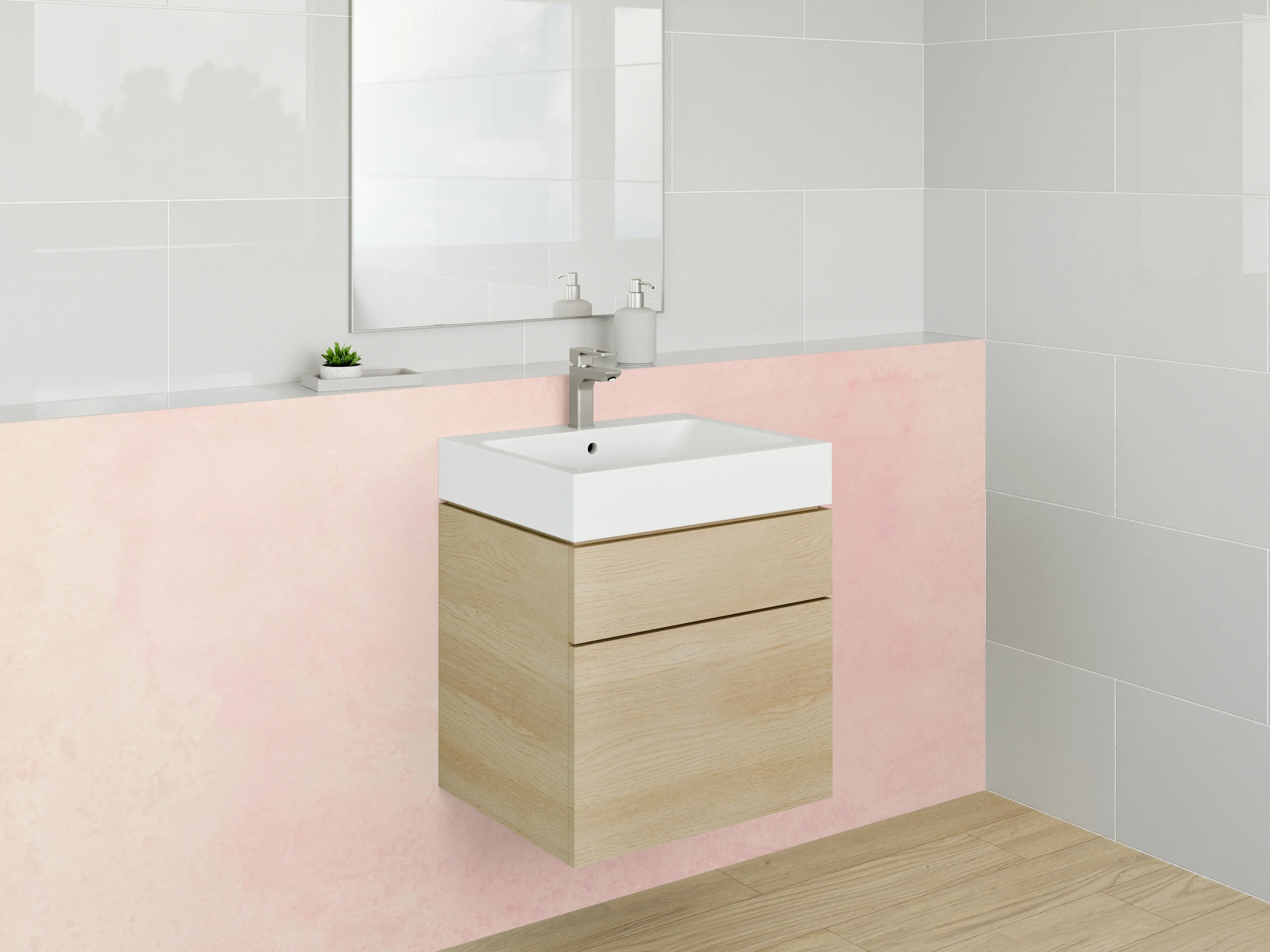 Waschbecken-Rückwand - Weiche rosa Pinselstriche