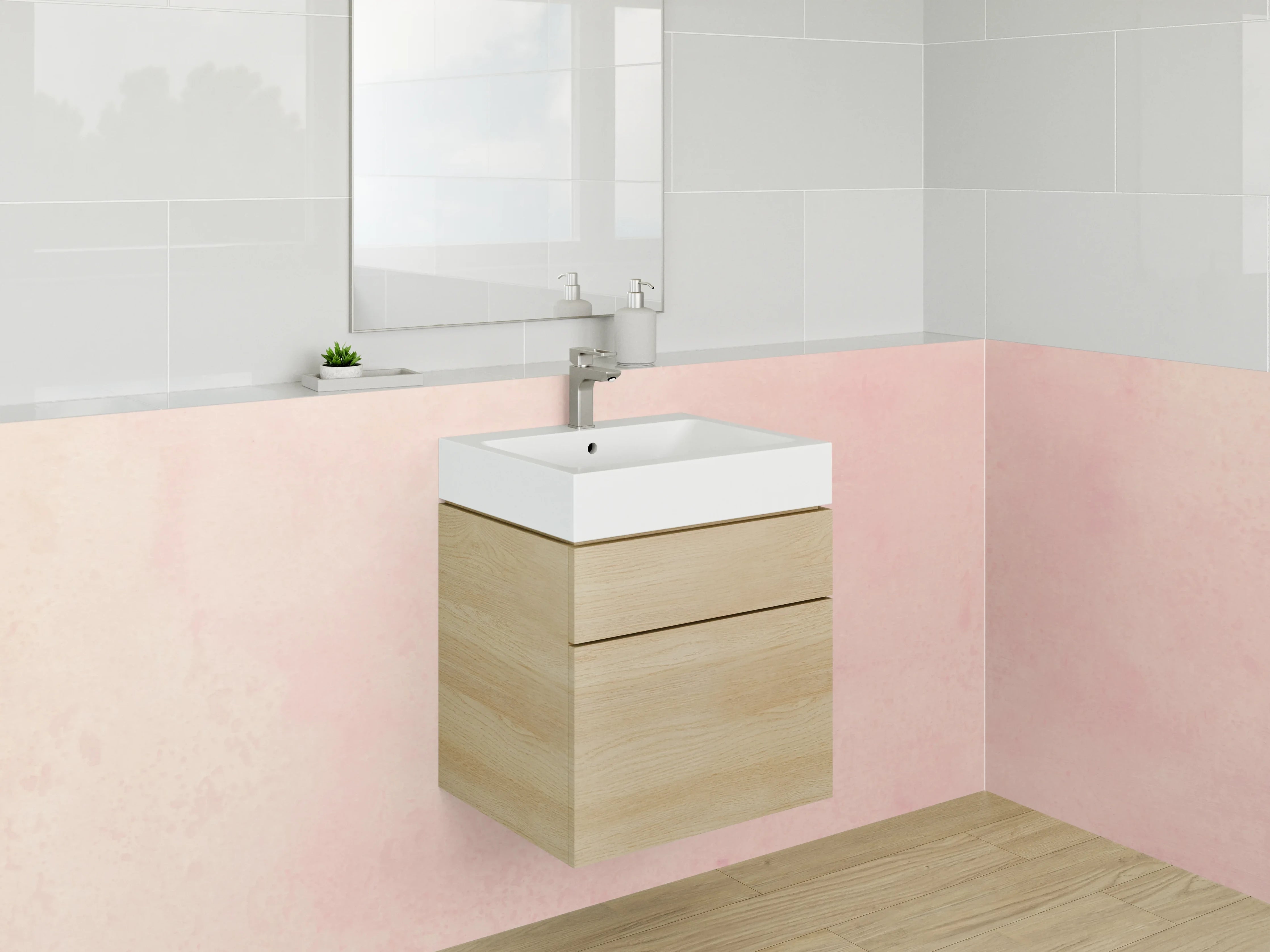 Waschbecken-Rückwand - Weiche rosa Pinselstriche