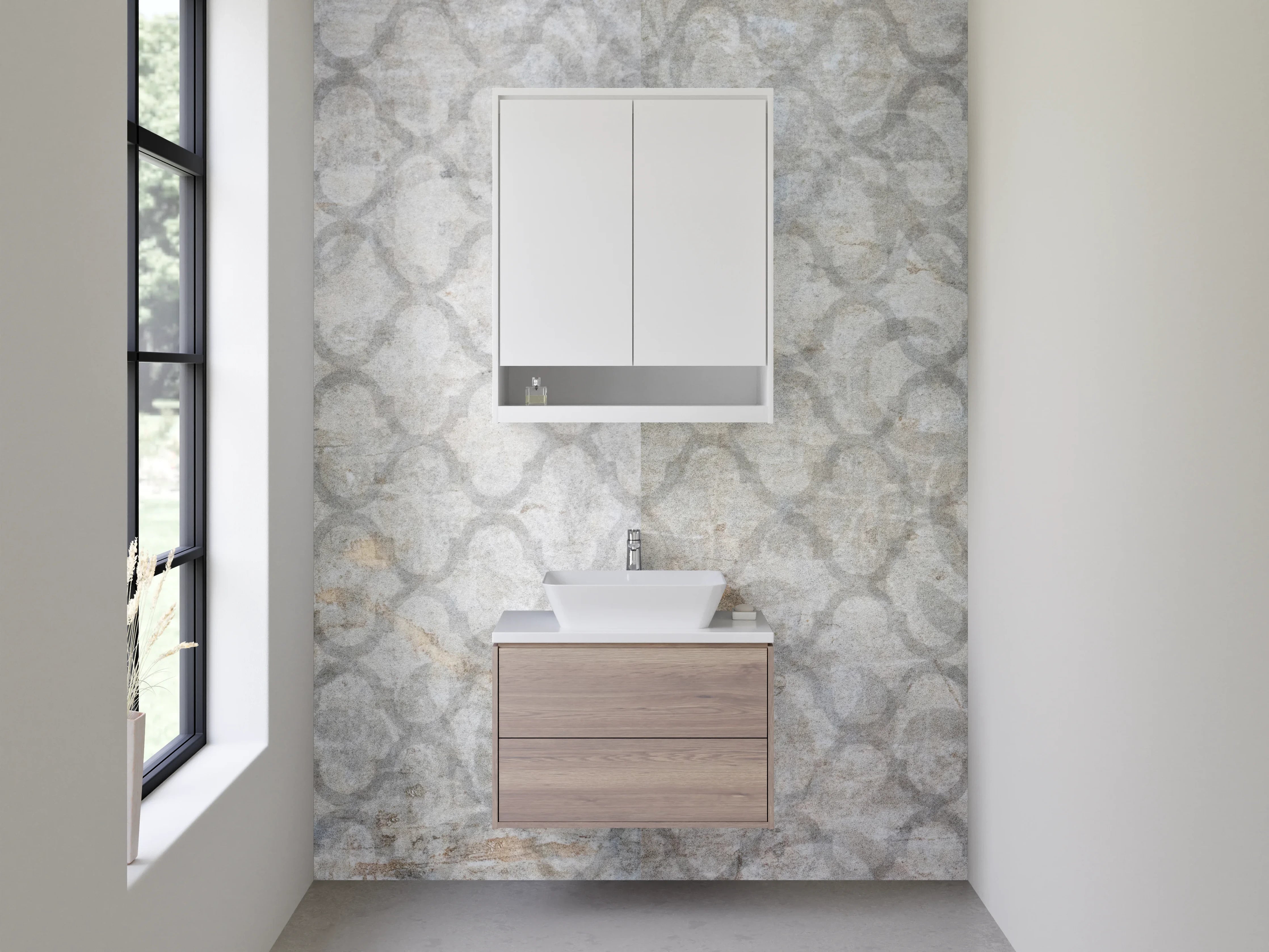 Waschbecken-Rückwand - Weiß-Graue Marmoroptik für Küche & Bad