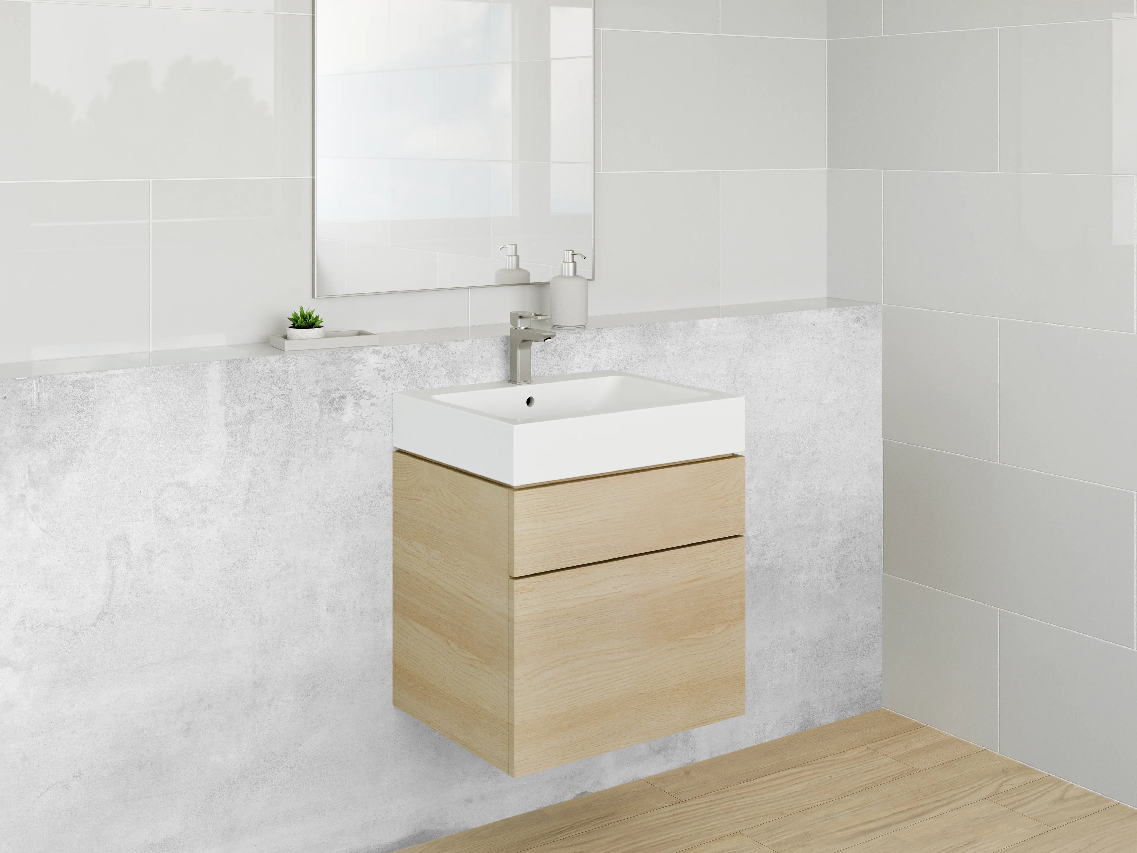 Waschbecken-Rückwand - Weiß-graue Marmoroptik Wandverkleidung