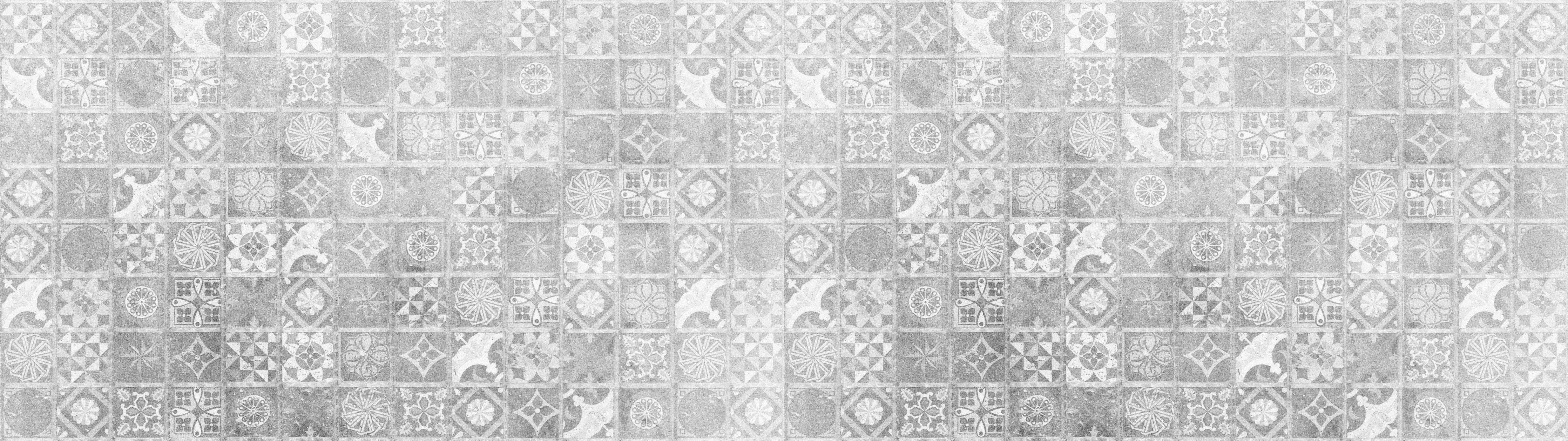 Waschbecken-Rückwand-Weiß-graue Retro Fliesen Patchwork Muster