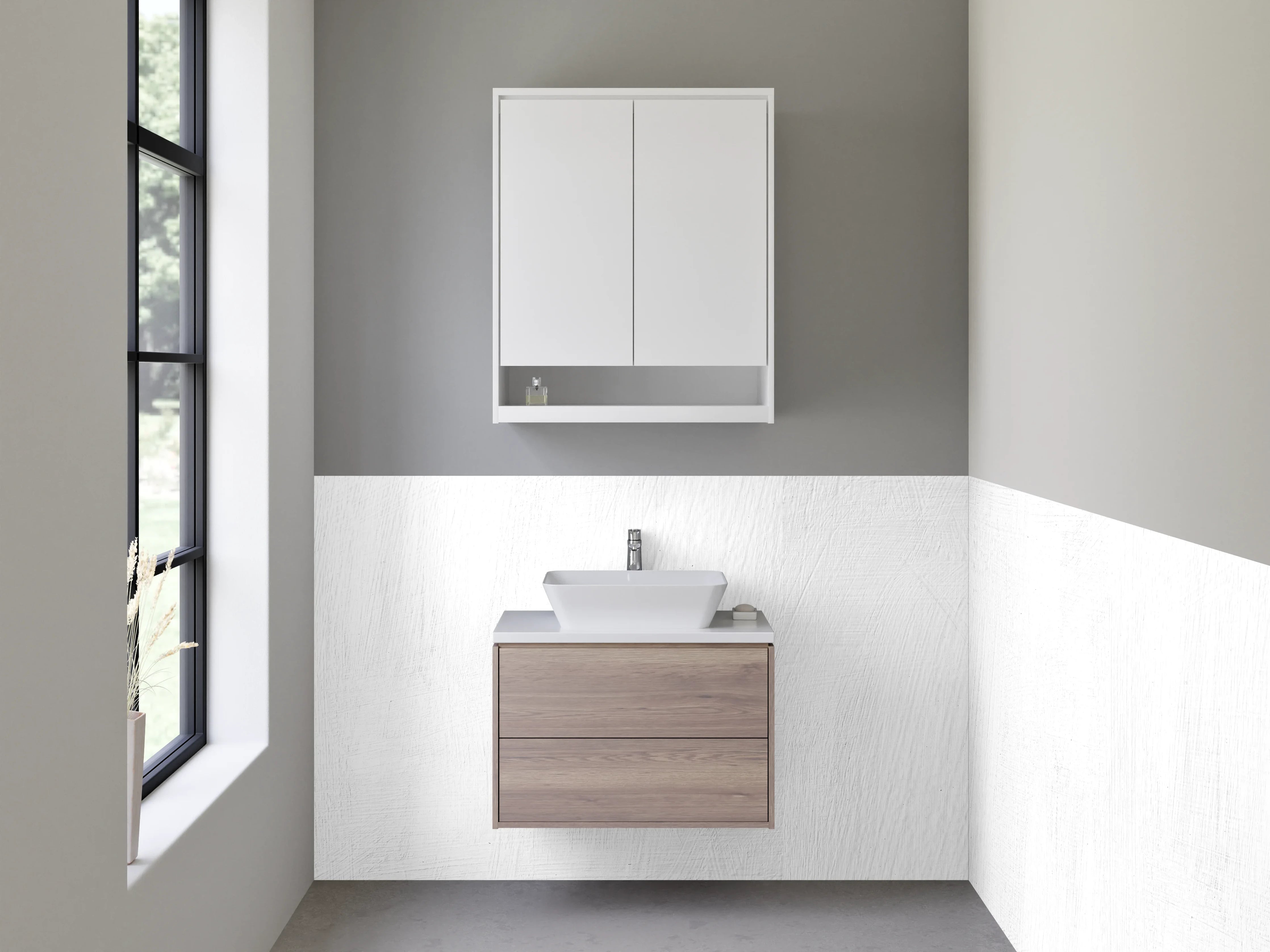 Waschbecken-Rückwand - Weiß-graue Struktur für moderne Räume