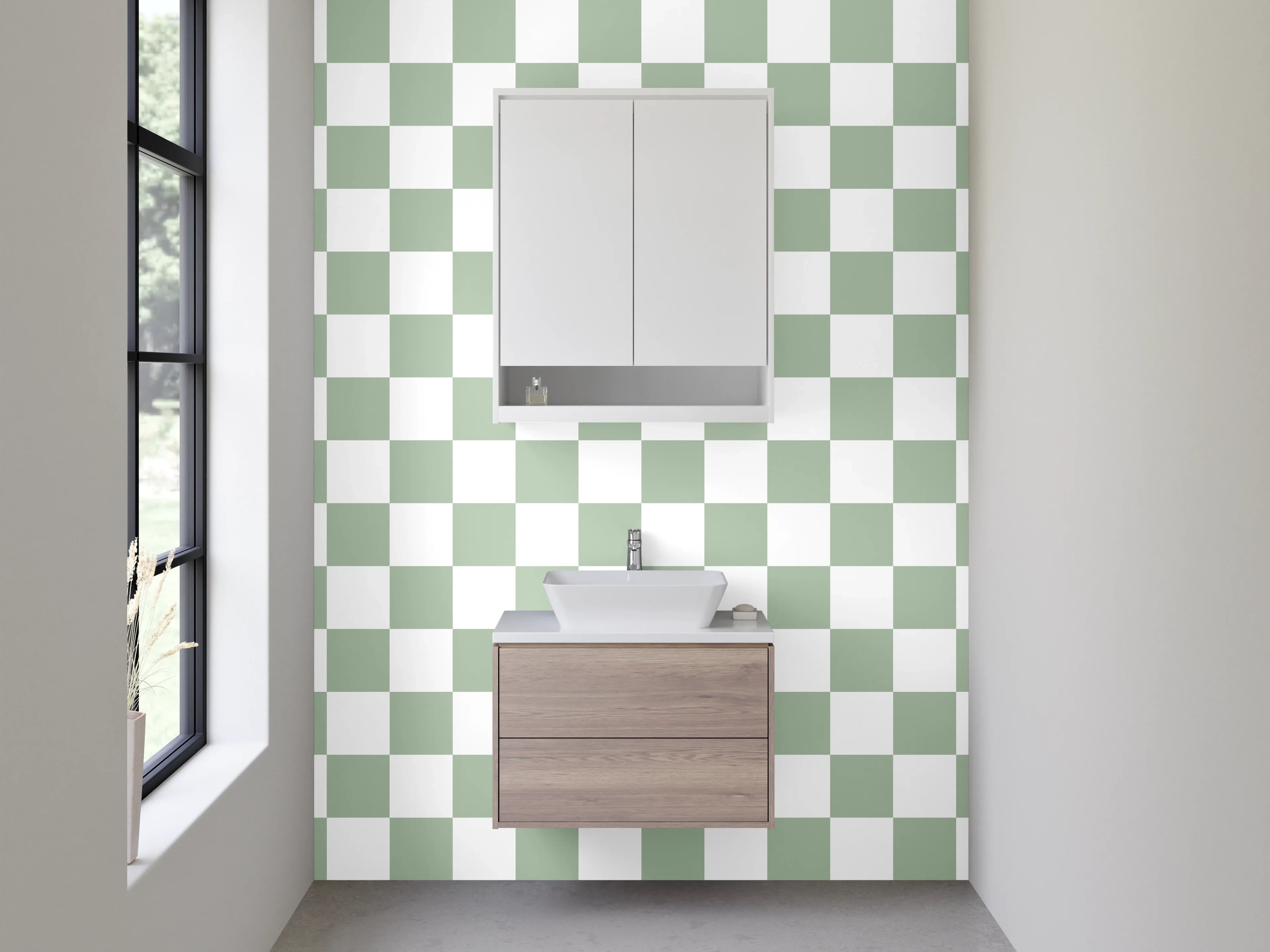Waschbecken-Rückwand - Weiß-graues Kachelmuster Design