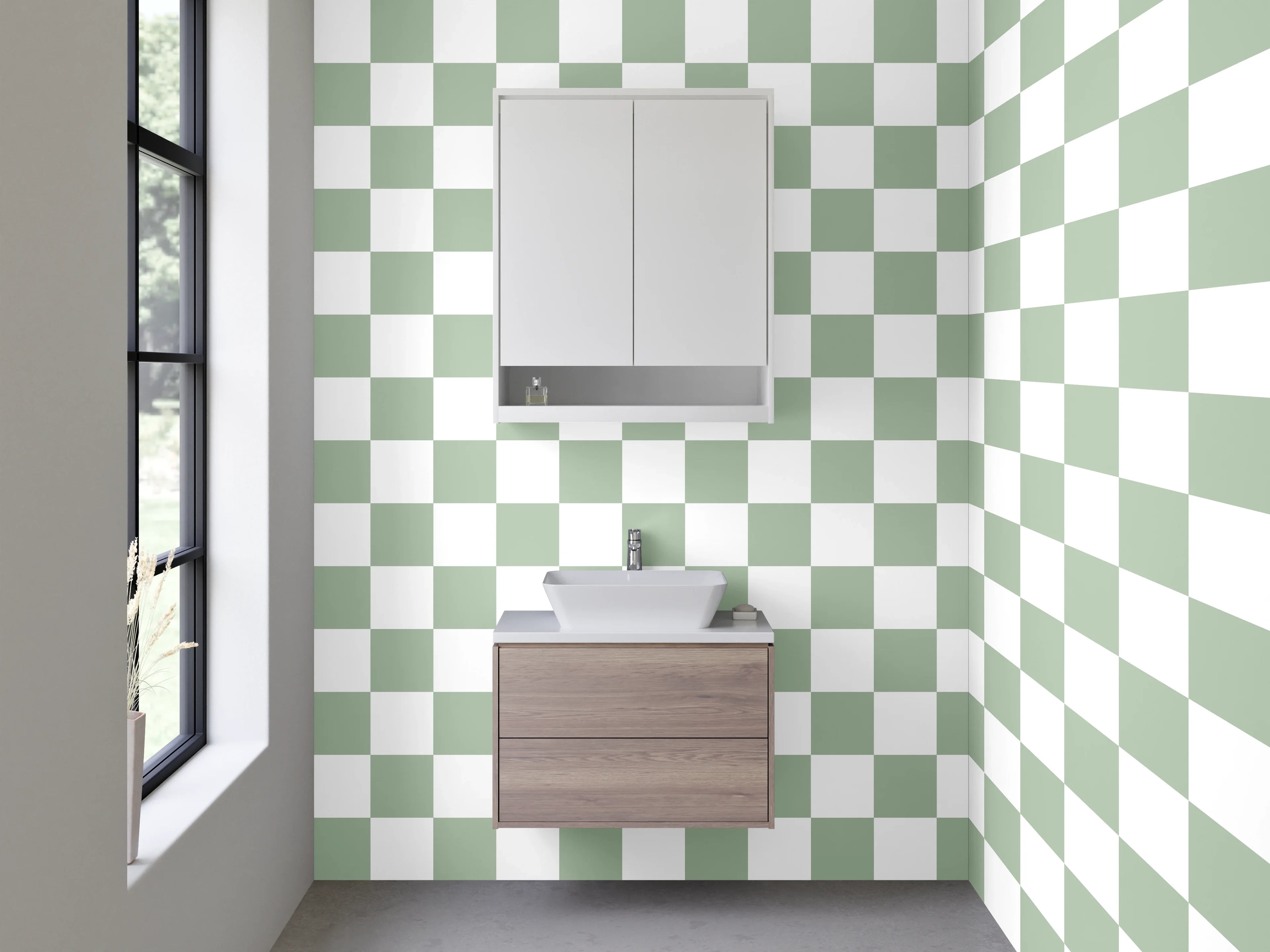 Waschbecken-Rückwand - Weiß-graues Kachelmuster Design