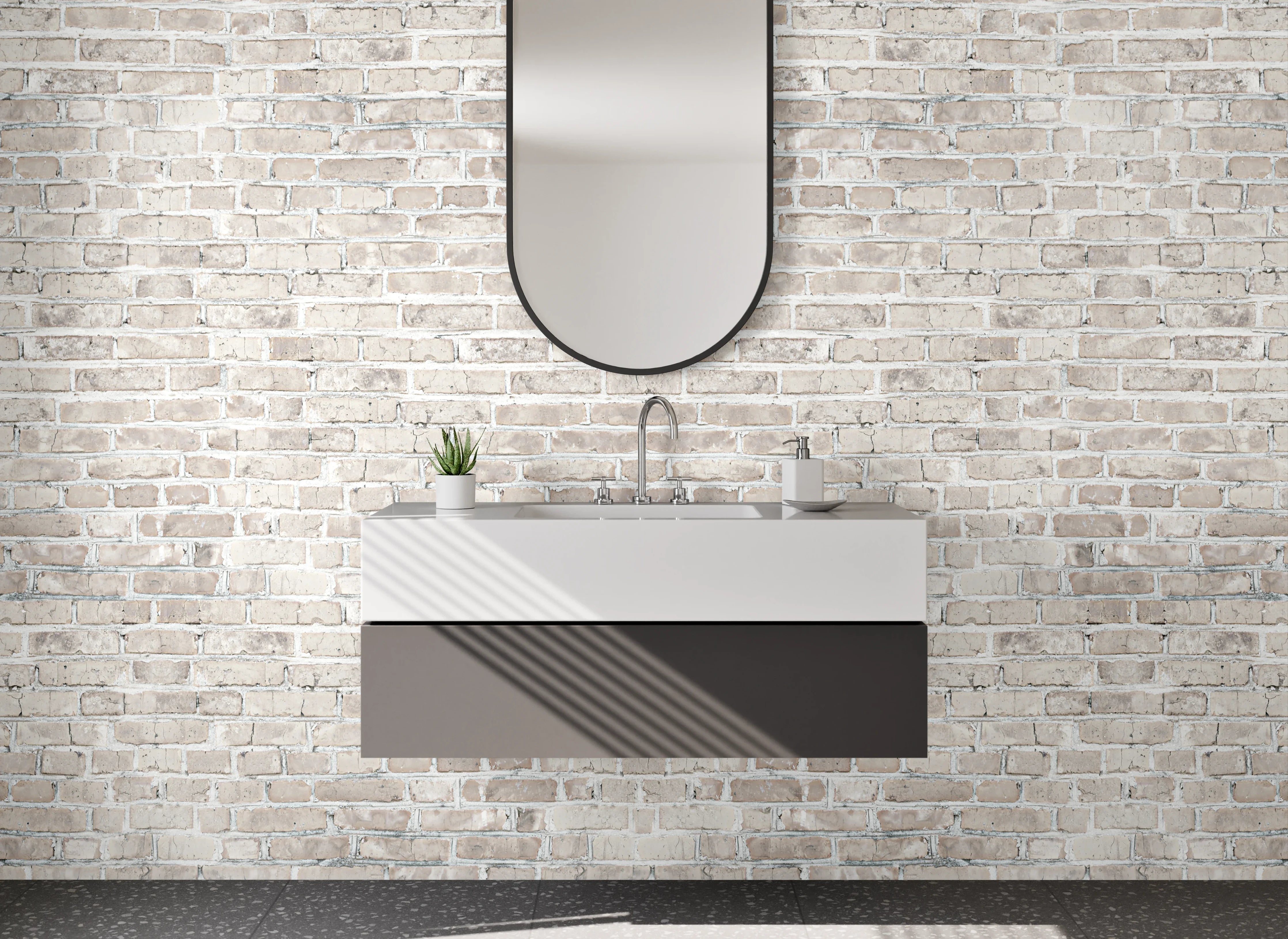 Waschbecken-Rückwand - Weiße Backstein-Optik für Rückwände