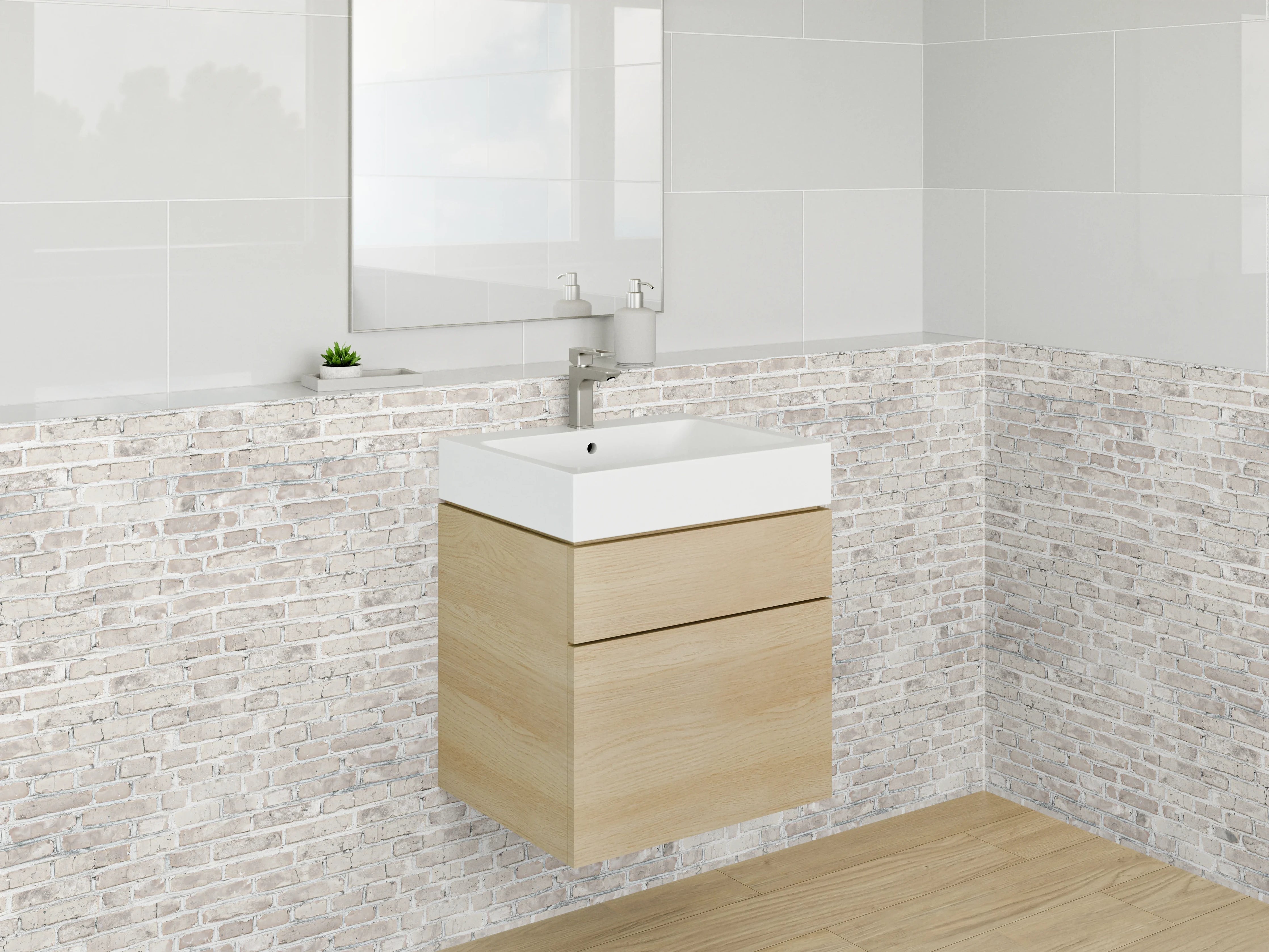 Waschbecken-Rückwand - Weiße Backstein-Optik für Rückwände
