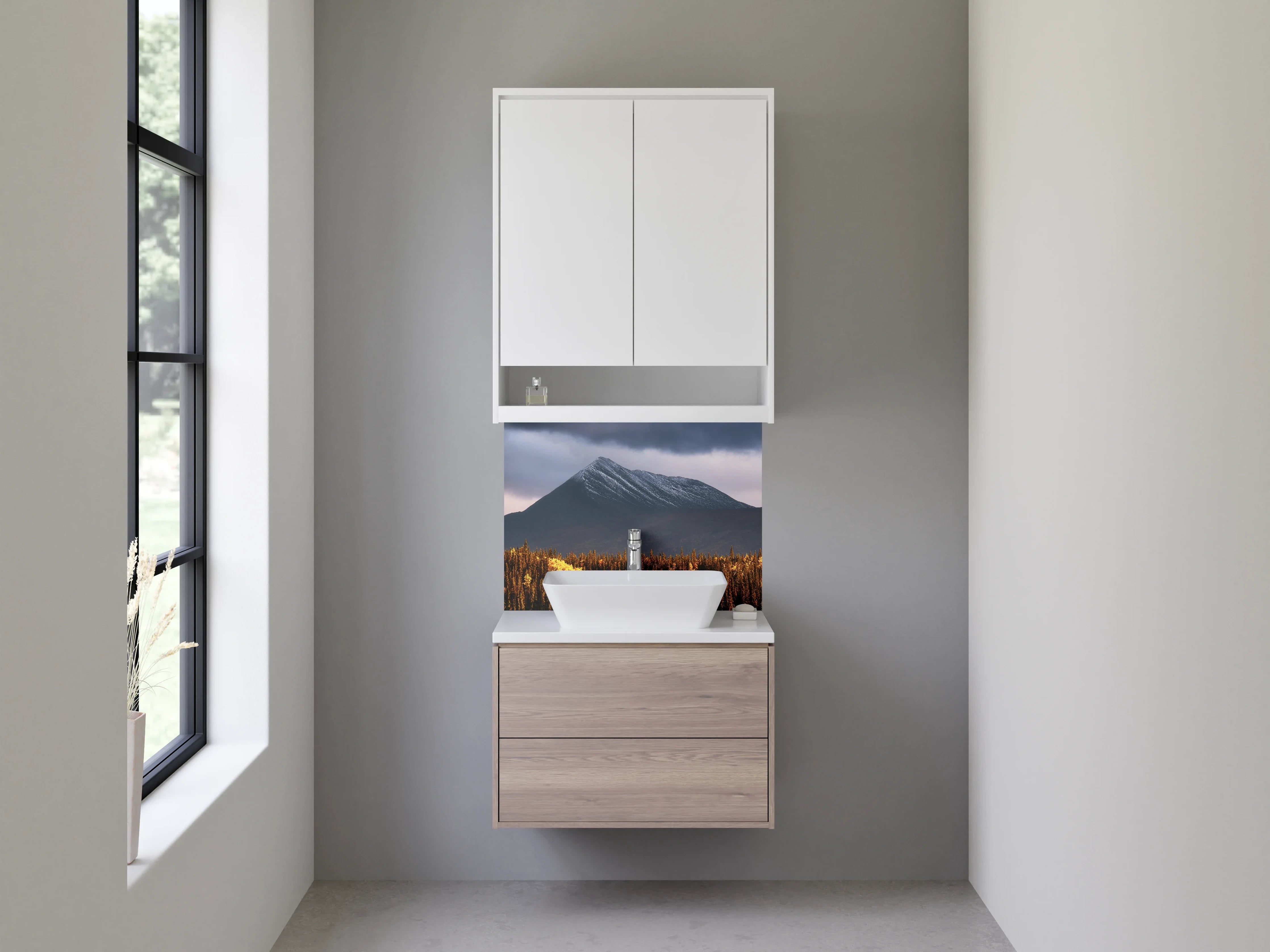 Waschbecken-Rückwand - Weiße Berglandschaft mit Schnee