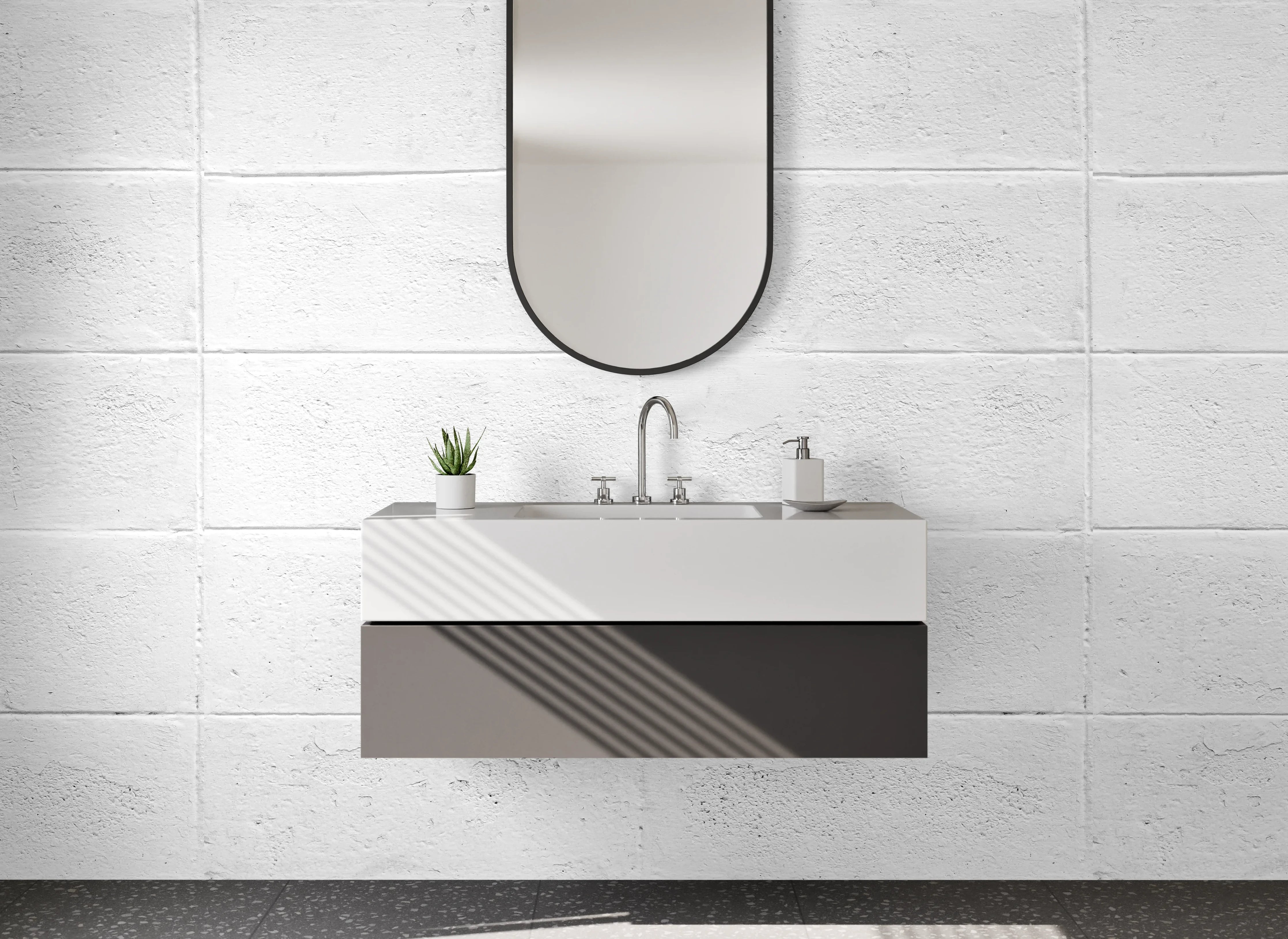 Waschbecken-Rückwand - Weiße Fliesenoptik für moderne Rückwände