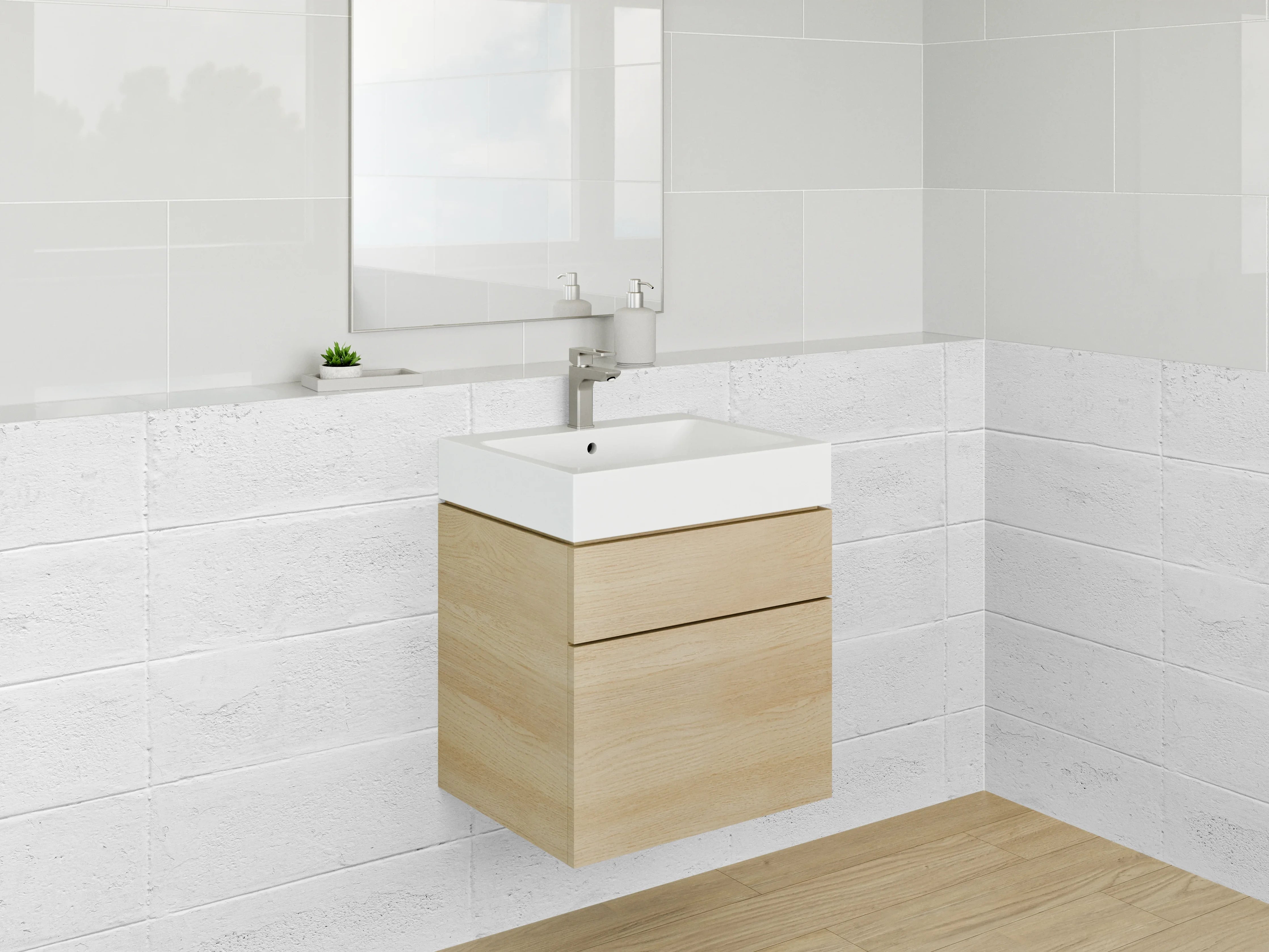 Waschbecken-Rückwand - Weiße Fliesenoptik für moderne Rückwände