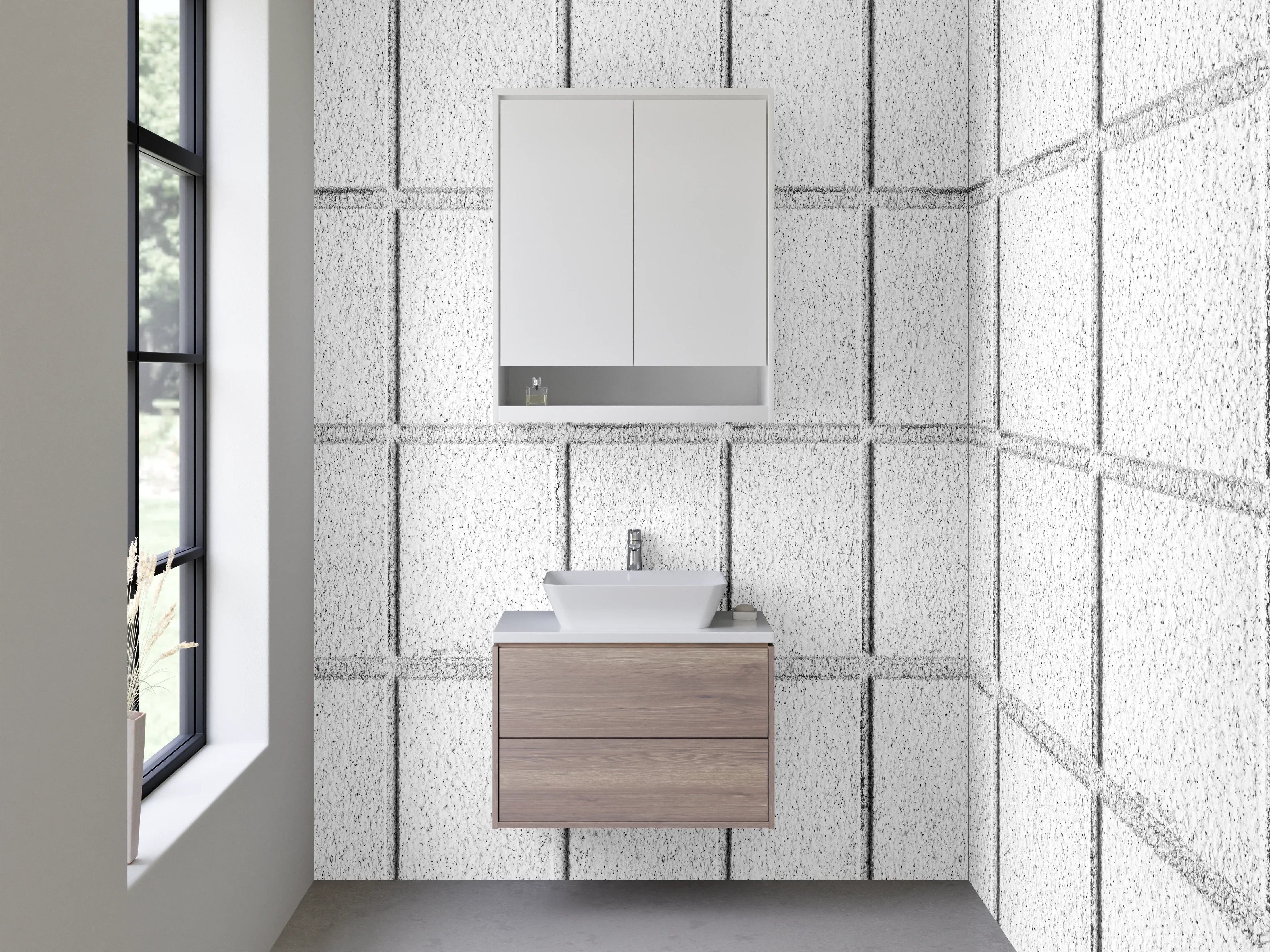Waschbecken-Rückwand - Weiße Fliesenoptik modern Rechteck