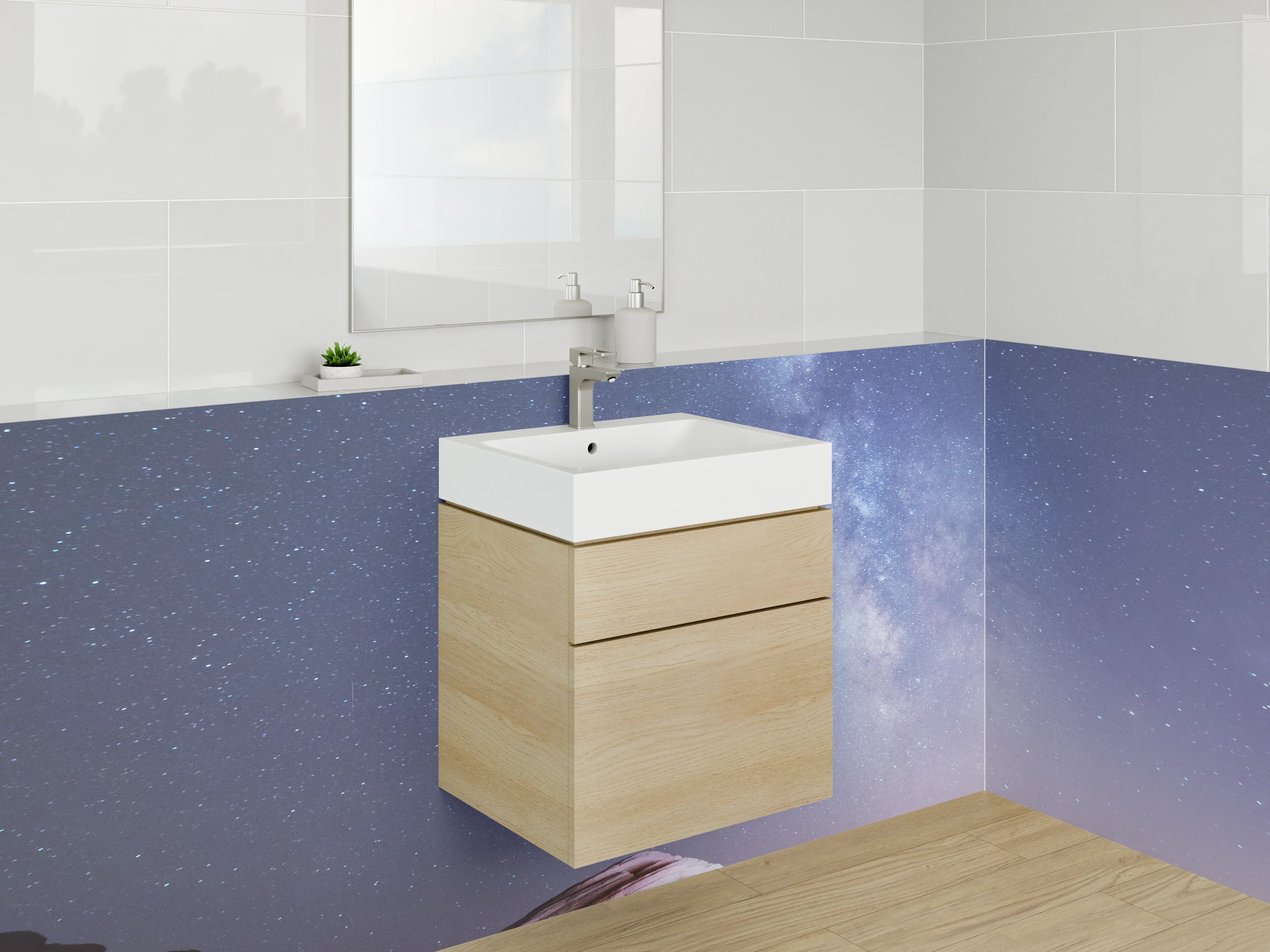 Waschbecken-Rückwand - Weiße Galaxie bei Nacht