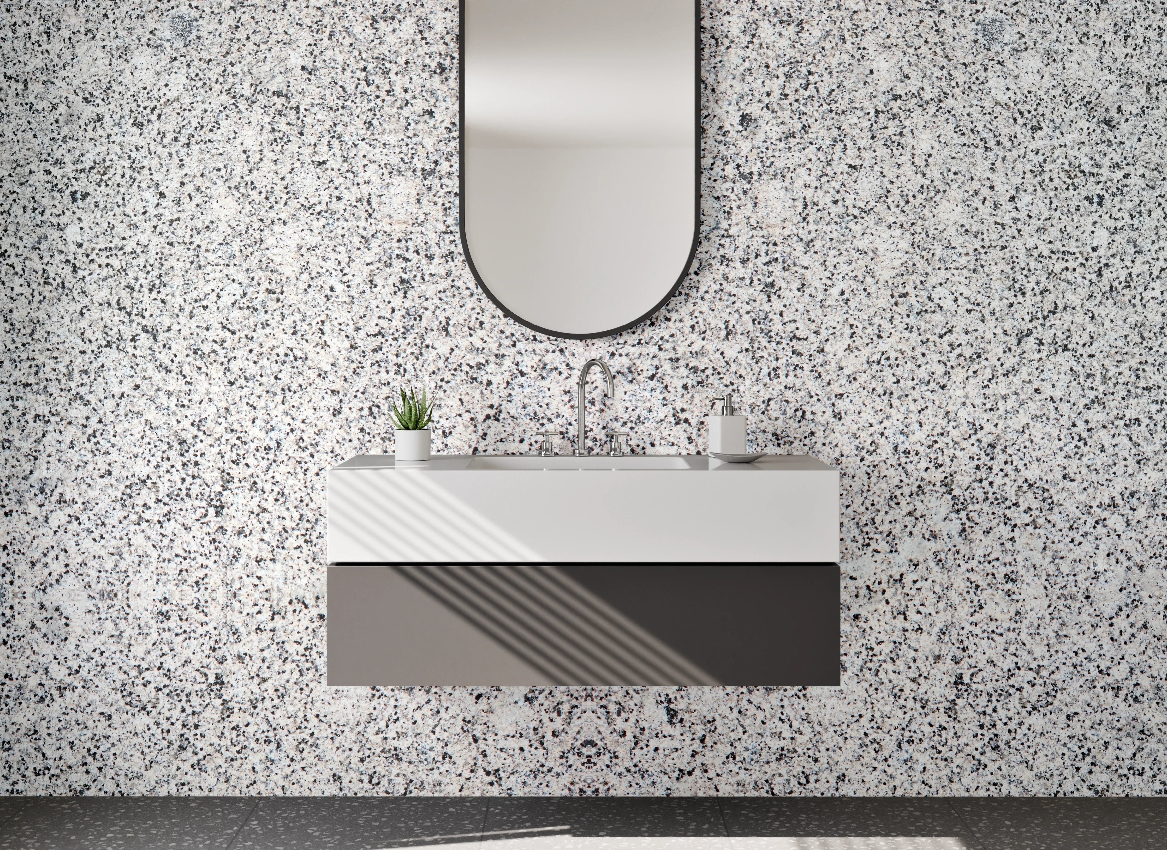 Waschbecken-Rückwand - Weiße Granit-Optik für Küchenrückwand