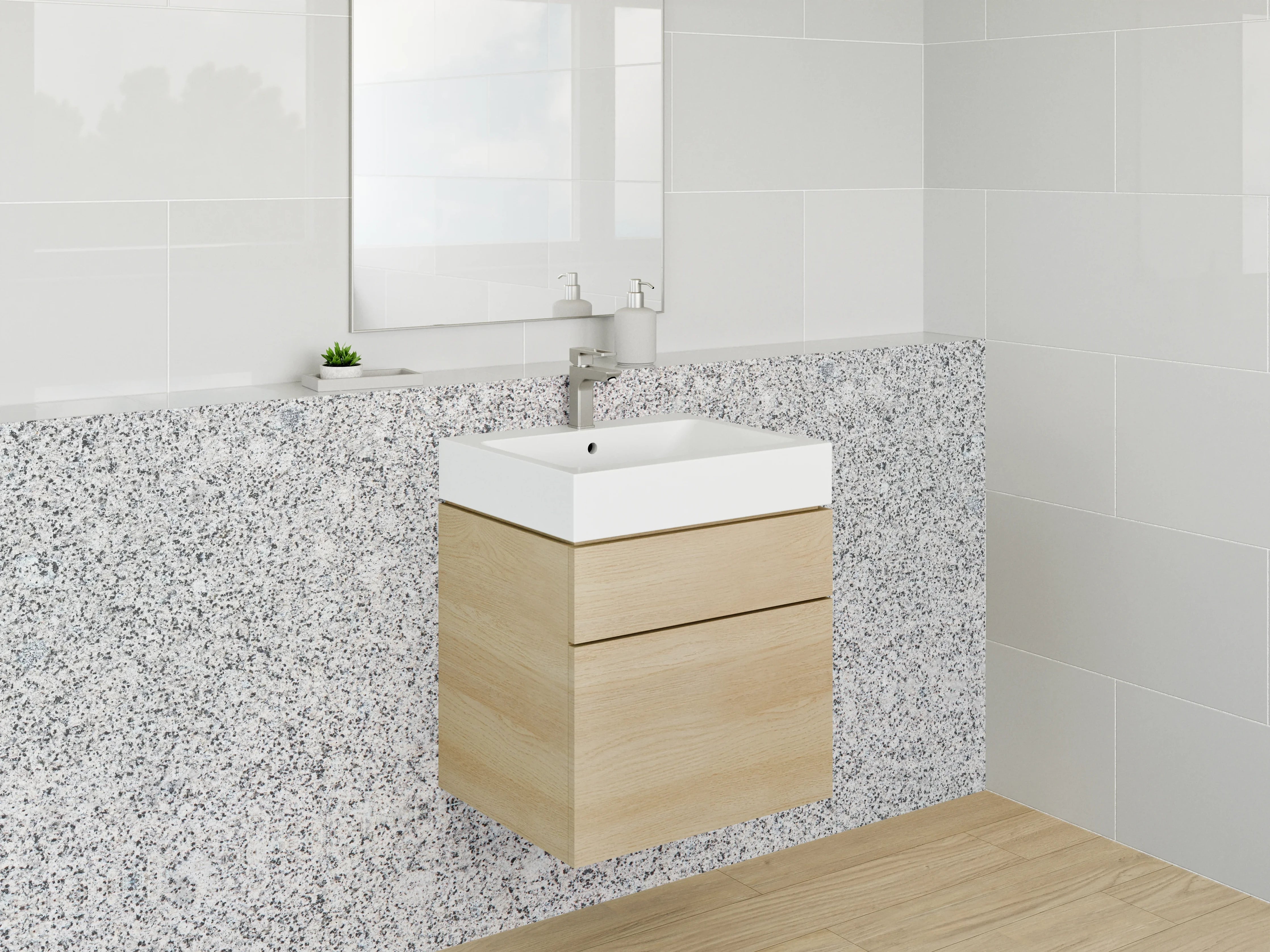 Waschbecken-Rückwand - Weiße Granit-Optik für Küchenrückwand