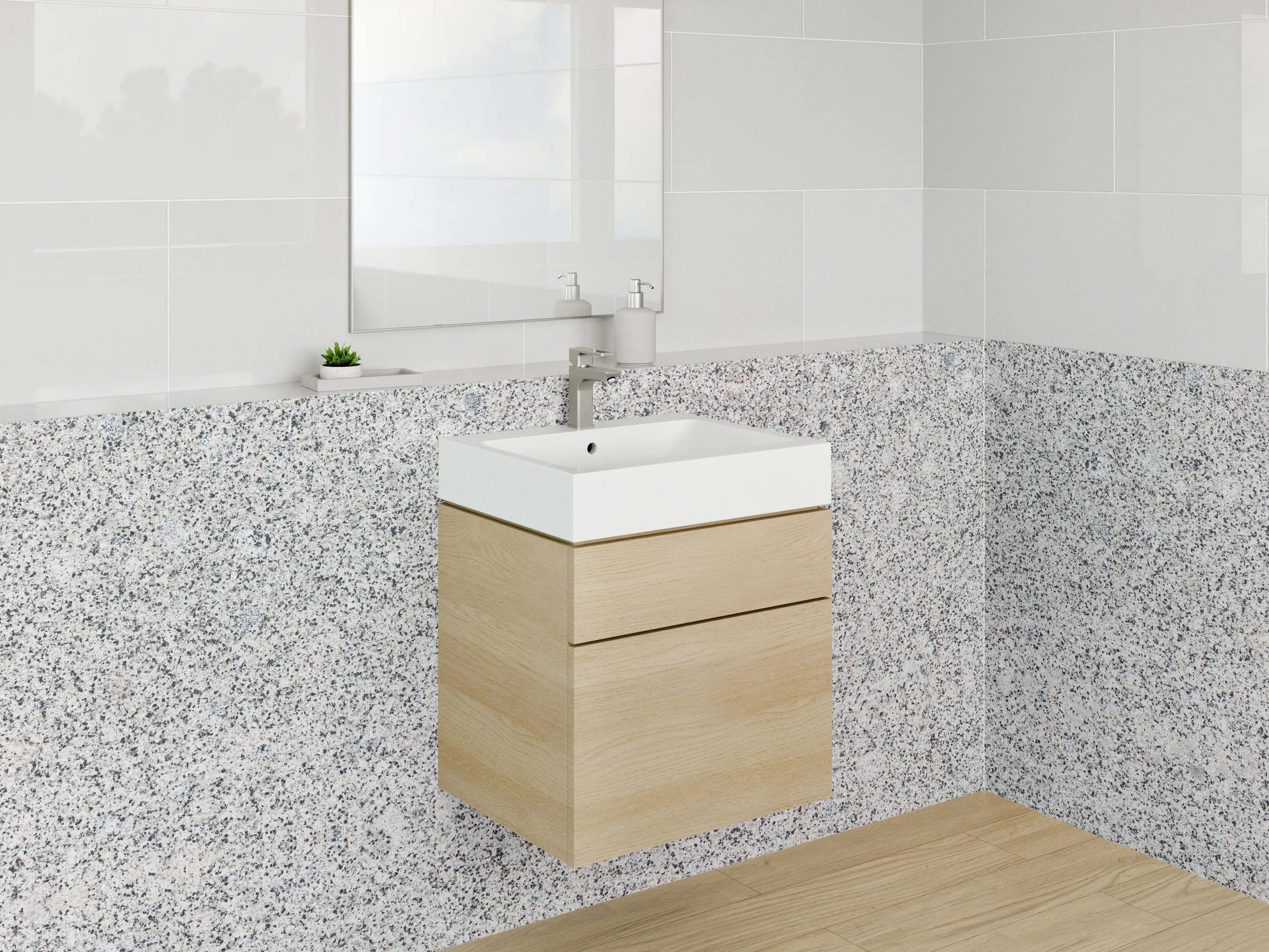 Waschbecken-Rückwand - Weiße Granit-Optik für Küchenrückwand