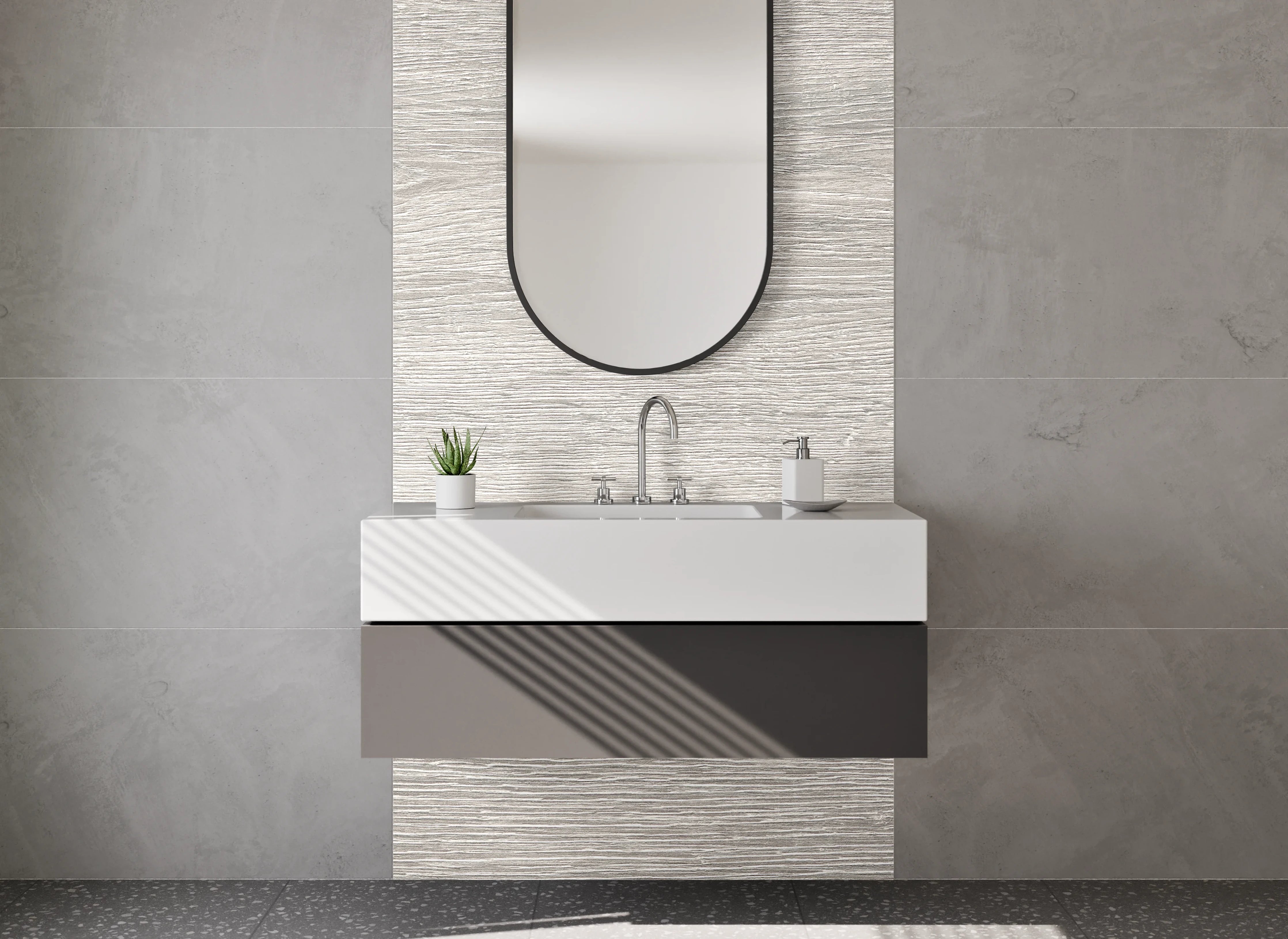 Waschbecken-Rückwand - Weiße Holzoptik modern für Bad & Küche